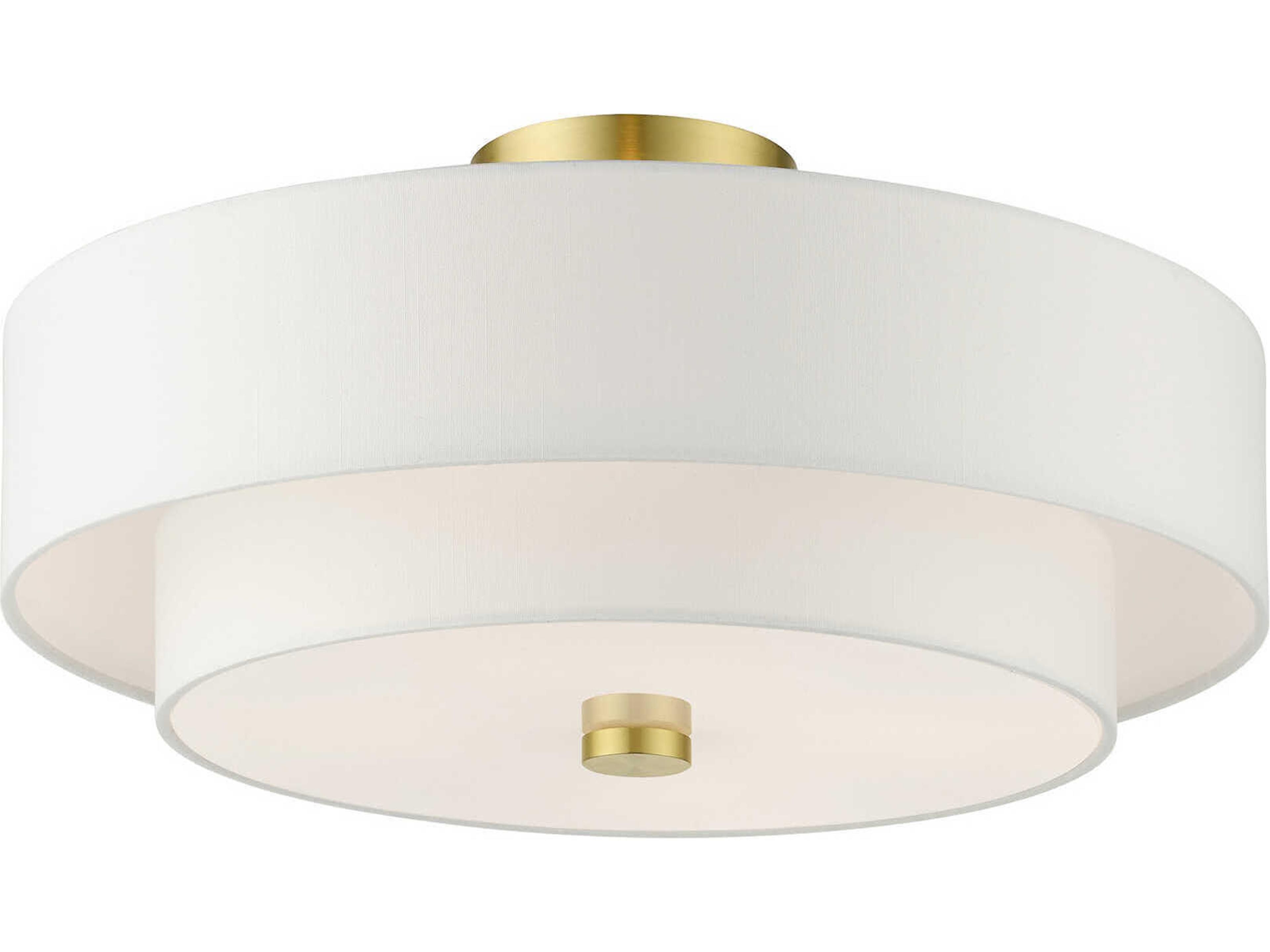 Livex Lighting Meridian 4-Light Satin Brass Drum Semi Flush Mount