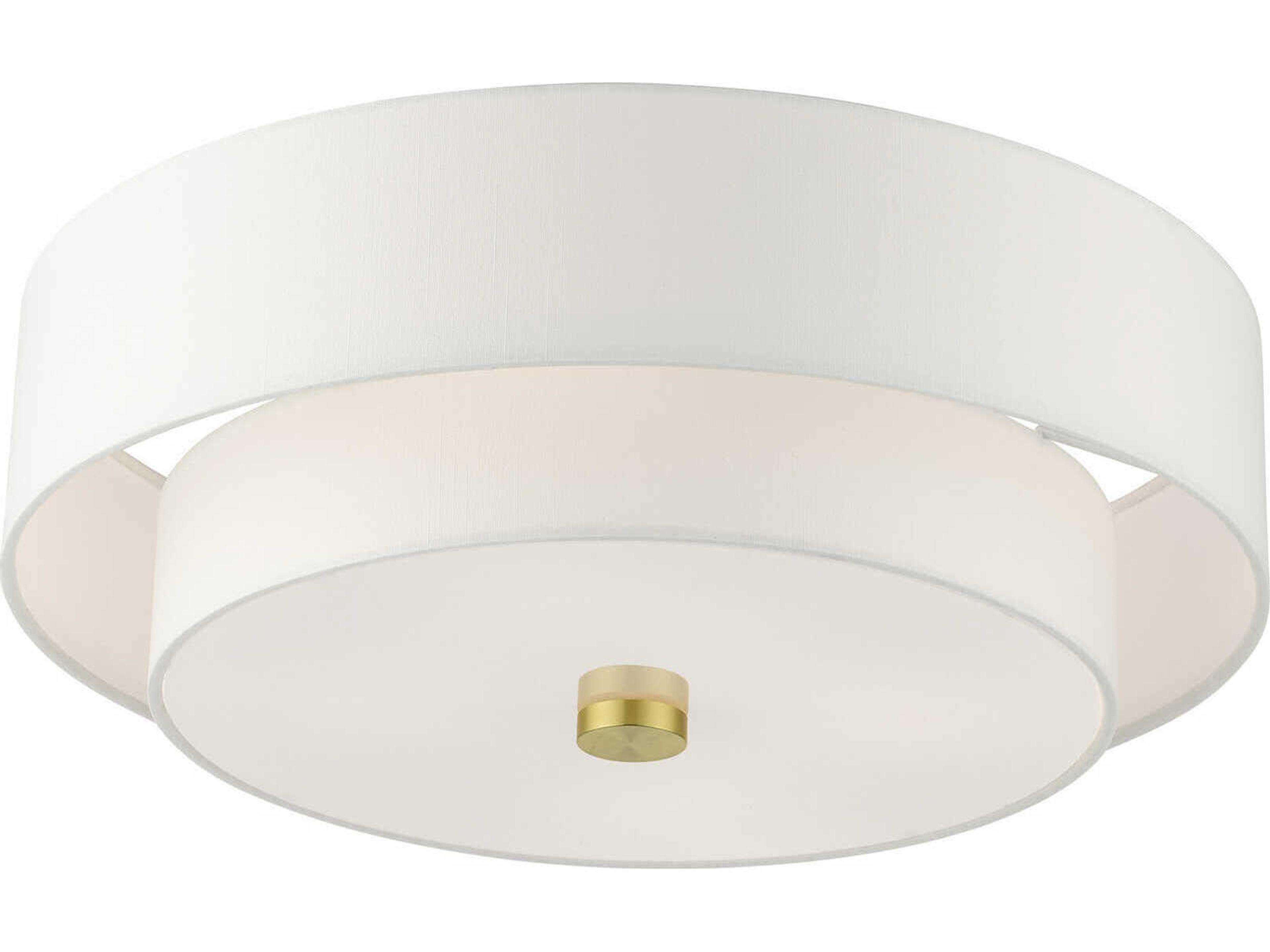 Livex Lighting Meridian 4-Light Satin Brass Drum Semi Flush Mount