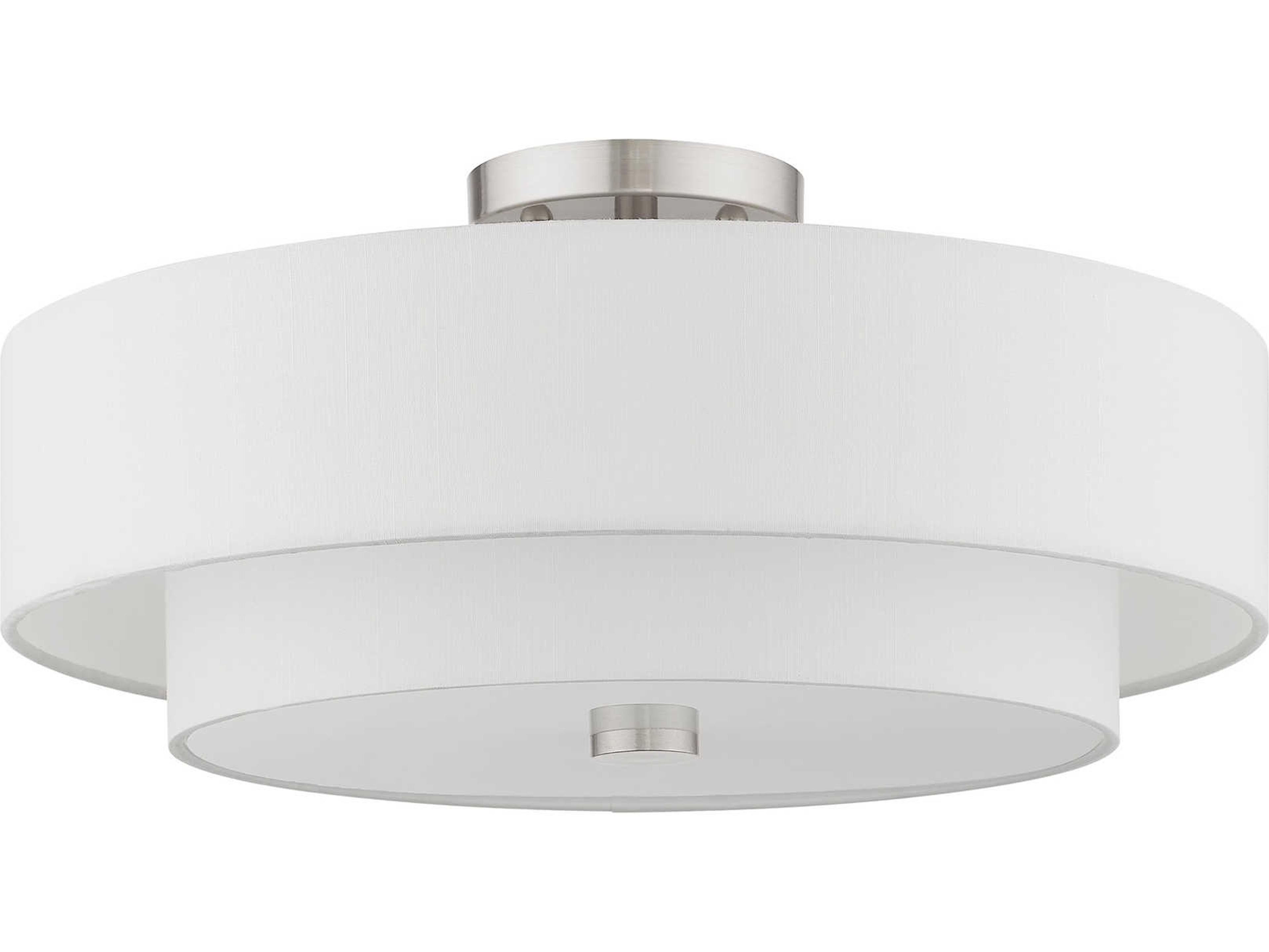 Livex Lighting Claremont 4-Light Brushed Nickel Cylinder Round Semi Flush Mount