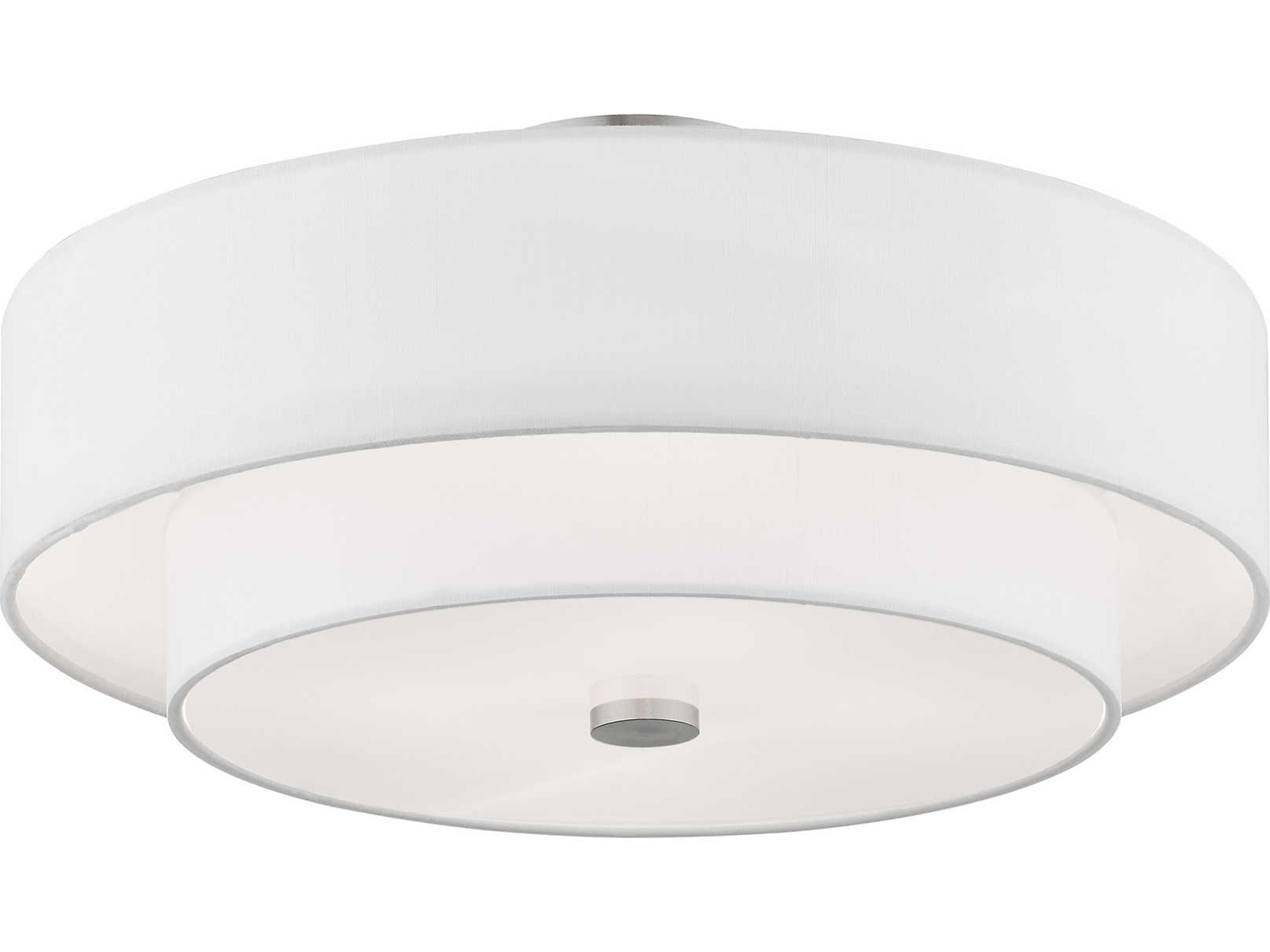 Livex Lighting Claremont 4-Light Brushed Nickel Cylinder Round Semi Flush Mount