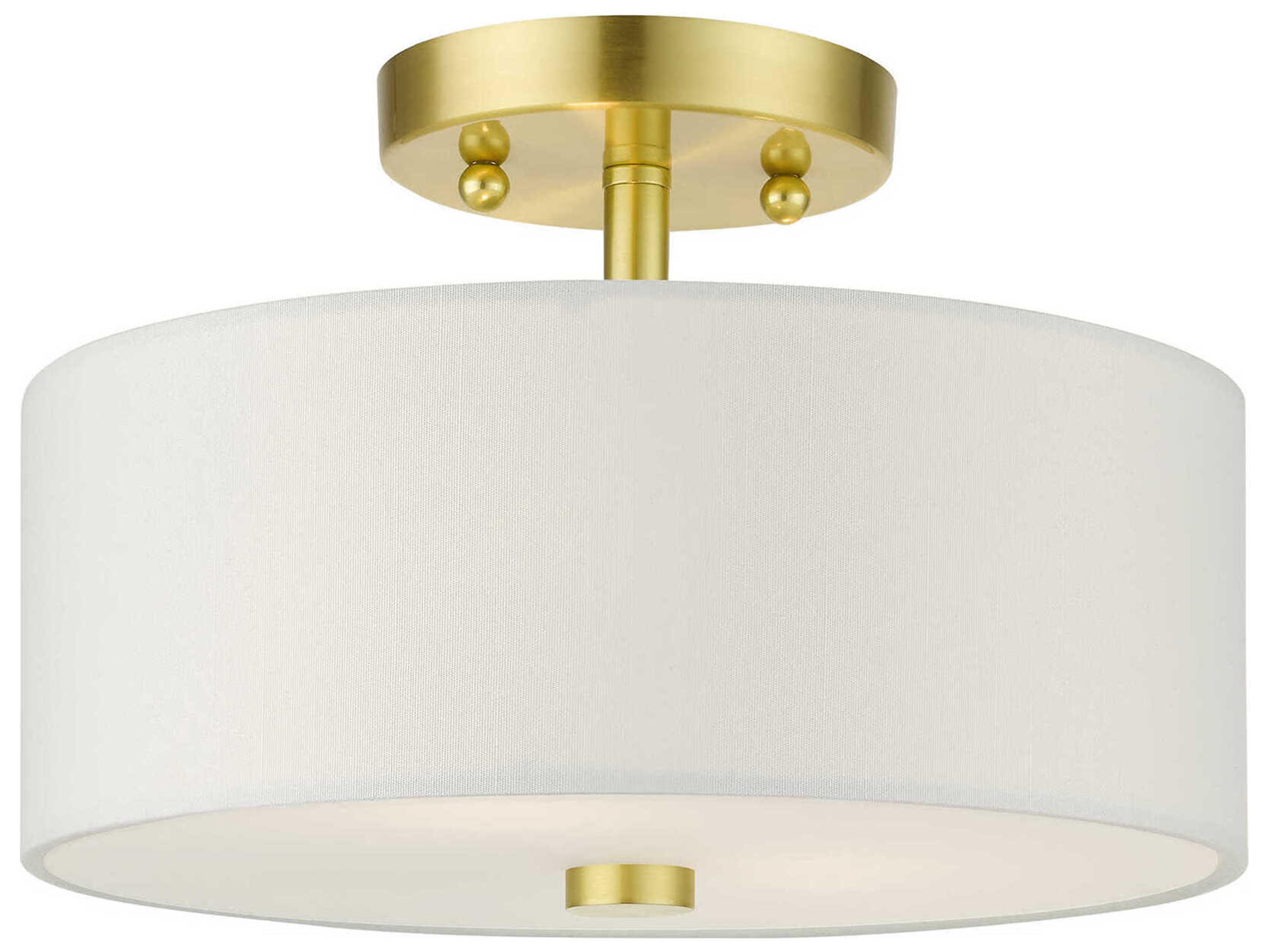 Meridian 2-Light Satin Brass Drum Semi Flush Mount