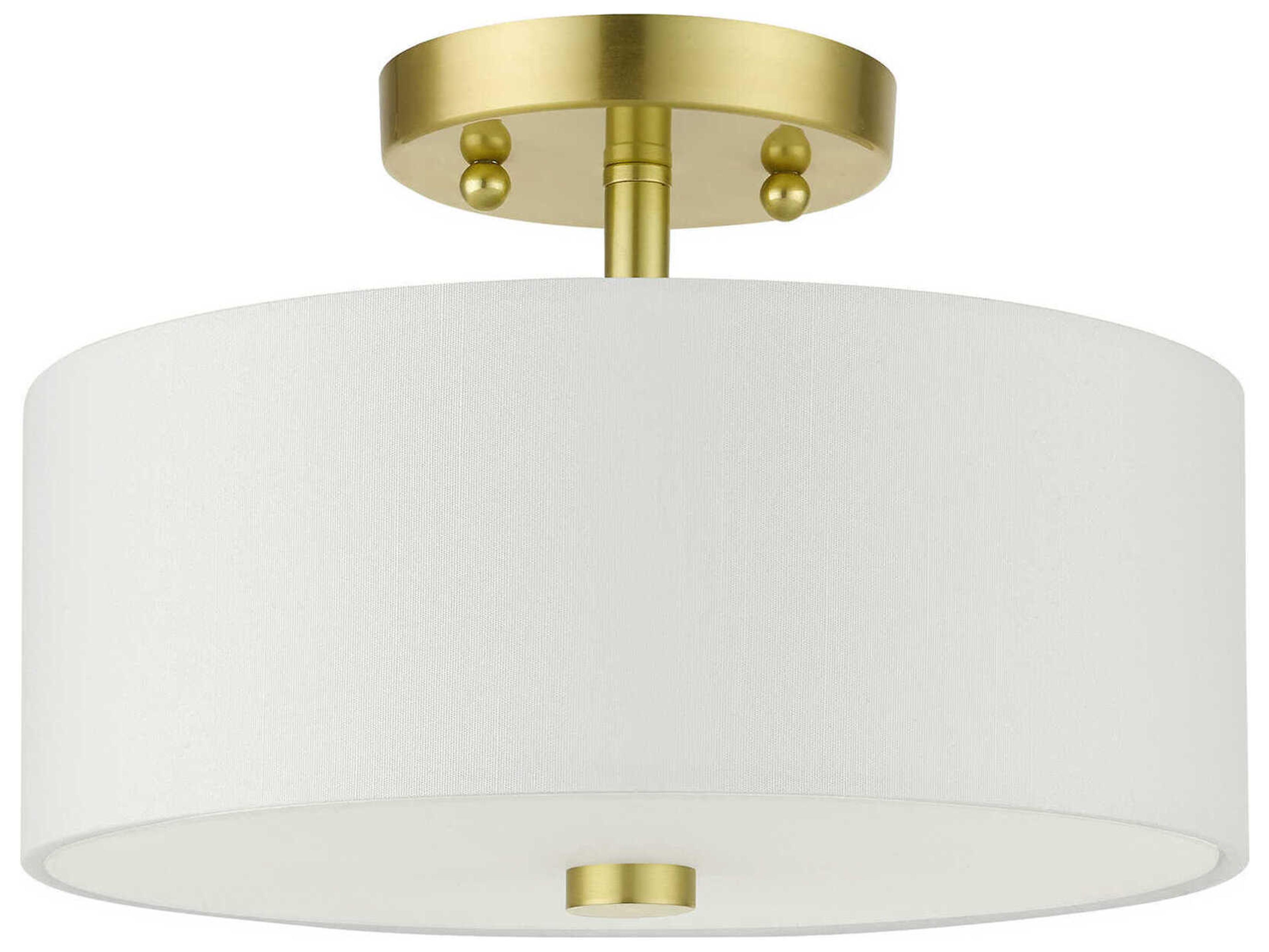 Livex Lighting Meridian 2-Light Satin Brass Drum Semi Flush Mount
