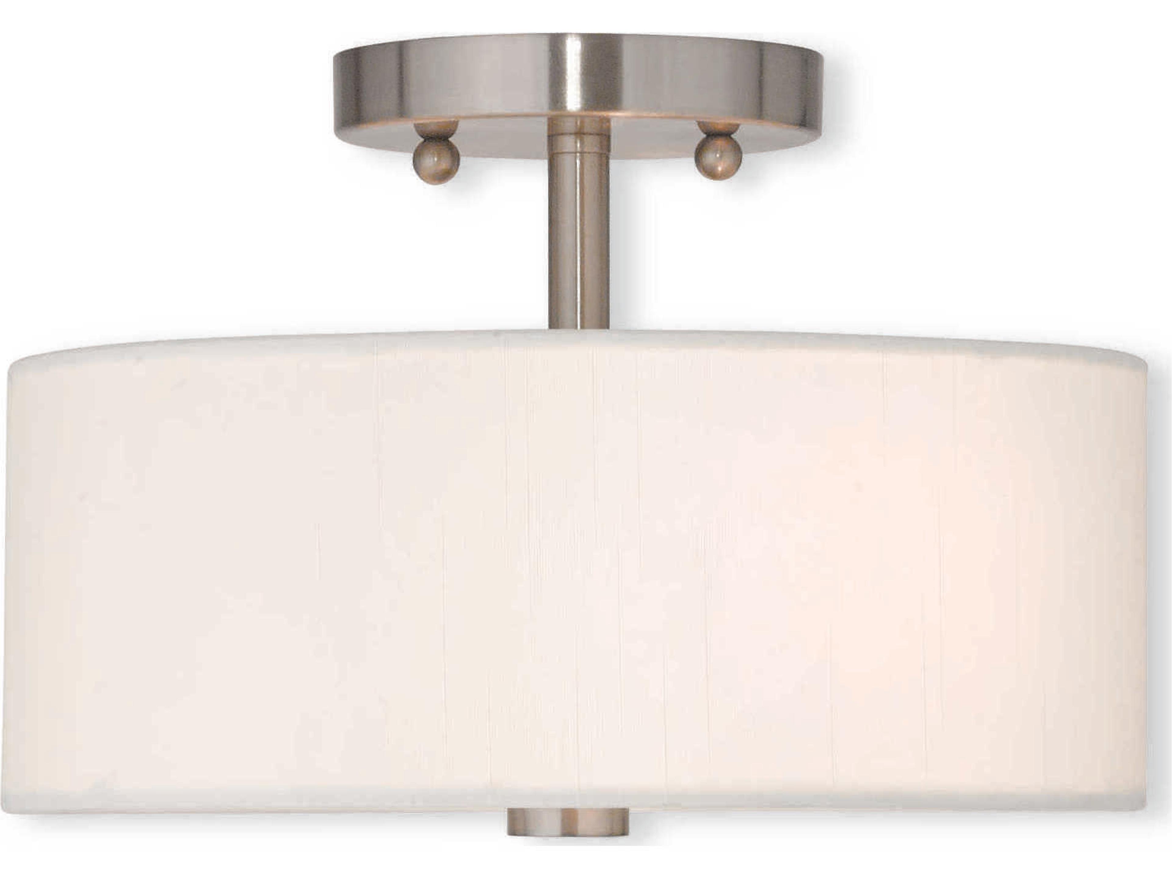 Meridian 2-Light Brushed Nickel Drum Semi Flush Mount