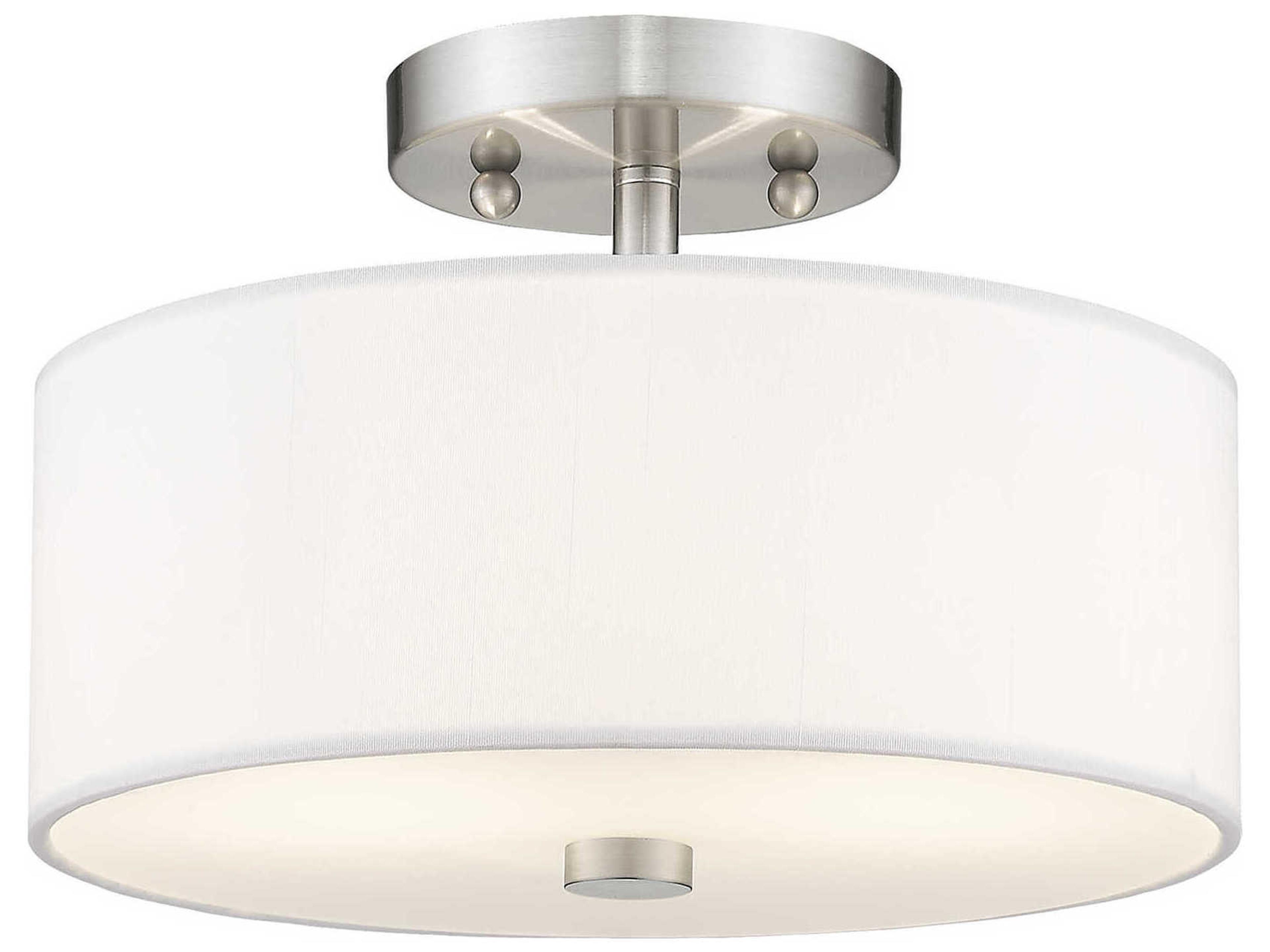 Livex Lighting Meridian 2-Light Brushed Nickel Drum Semi Flush Mount