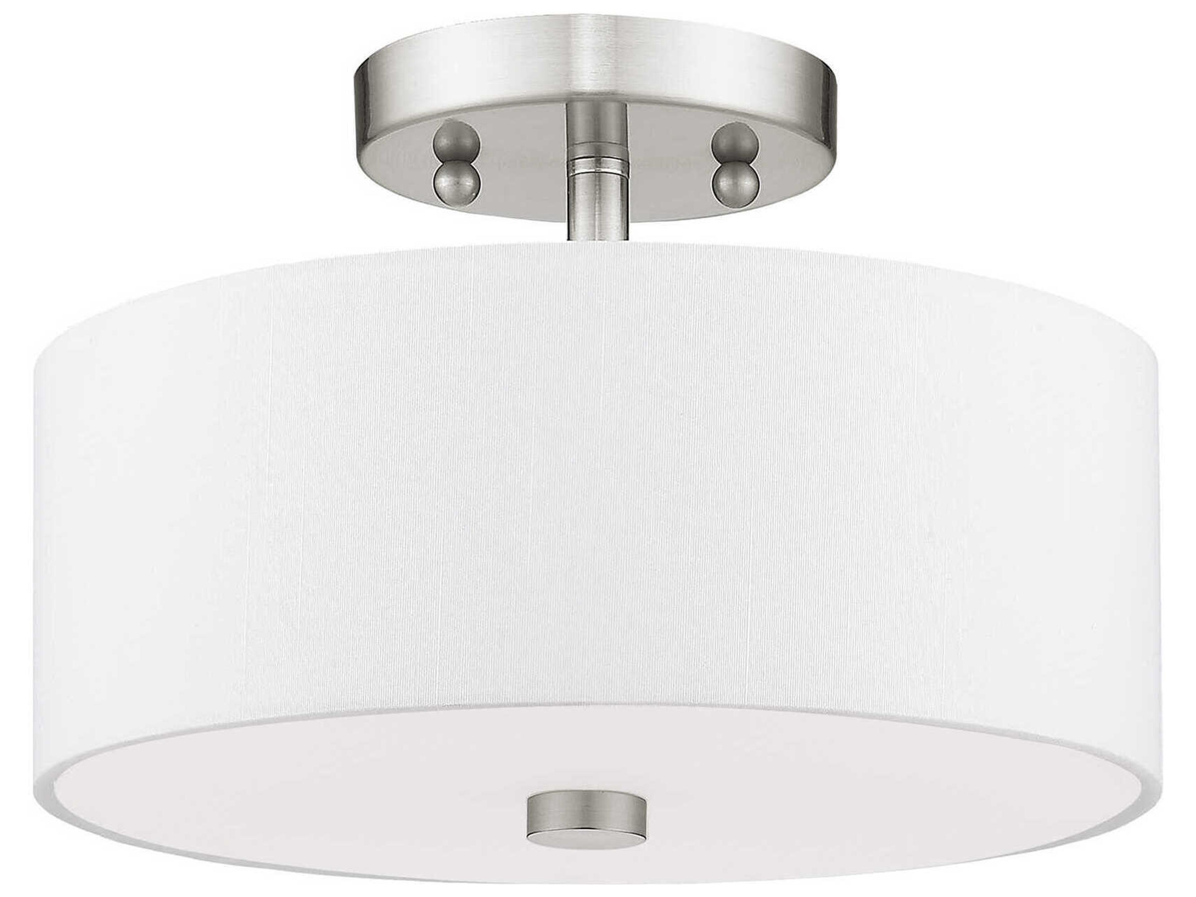 Livex Lighting Meridian 2-Light Brushed Nickel Drum Semi Flush Mount
