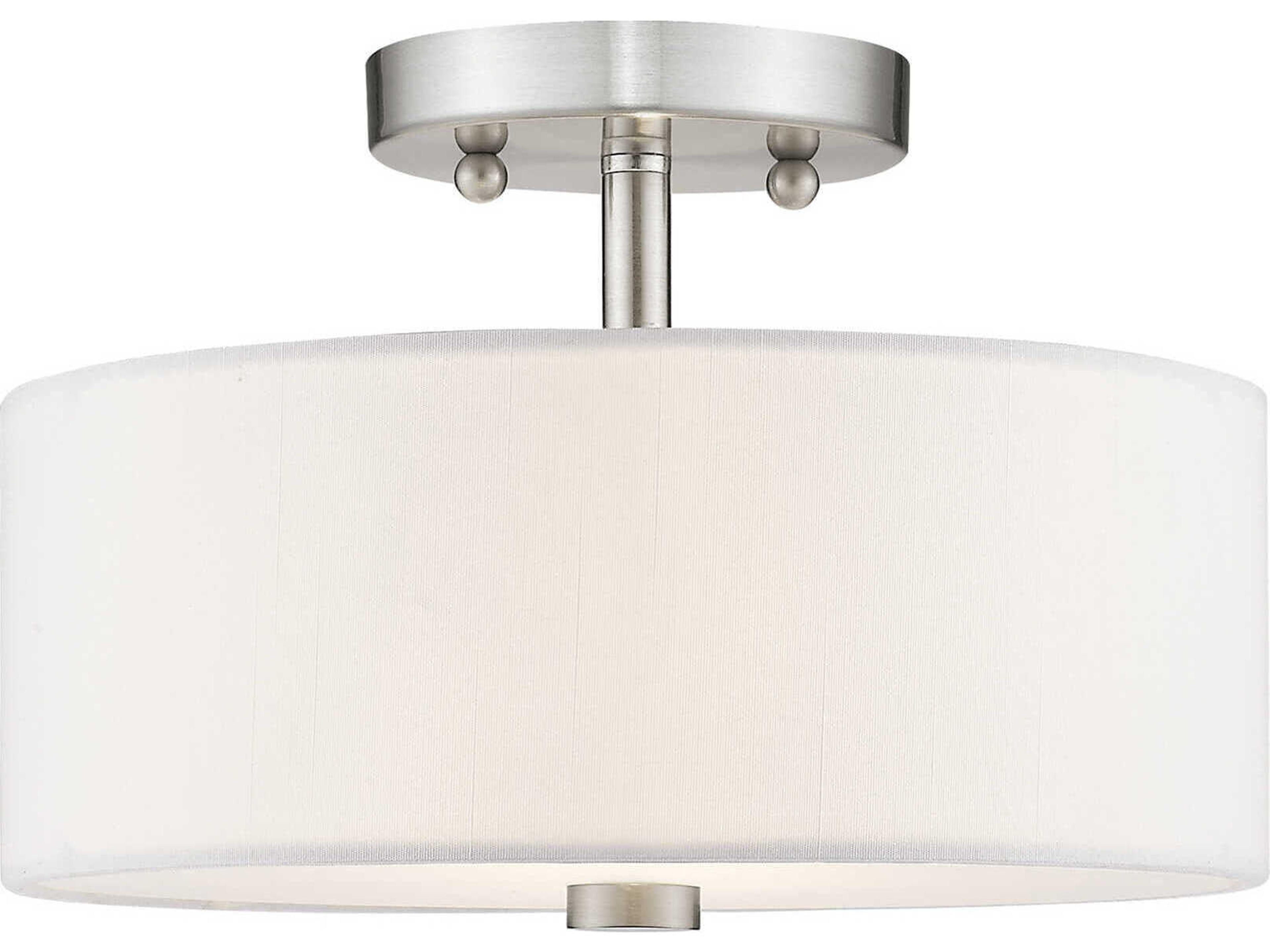 Livex Lighting Meridian 2-Light Brushed Nickel Drum Semi Flush Mount
