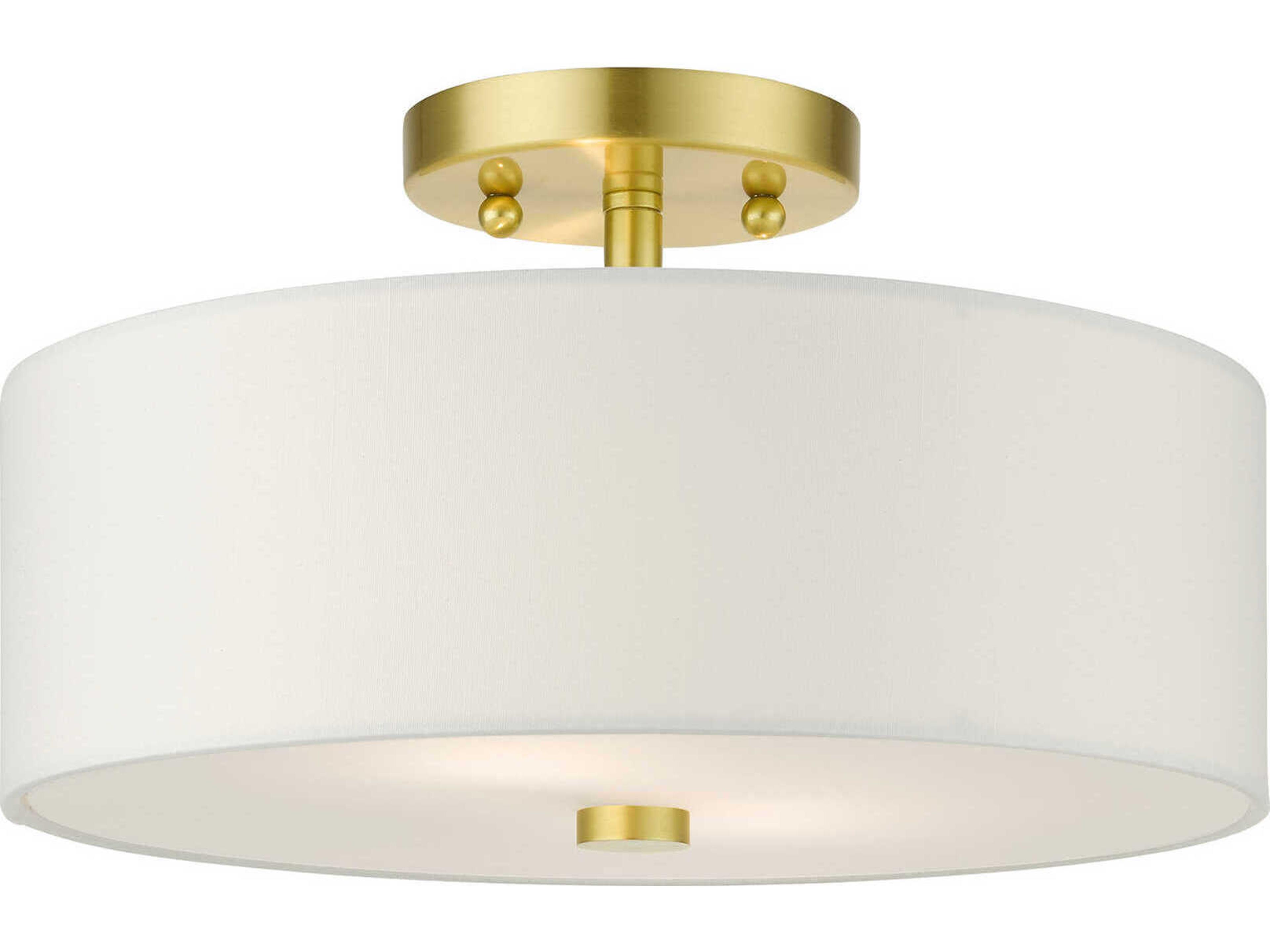 Meridian 2-Light Satin Brass Semi Flush Mount