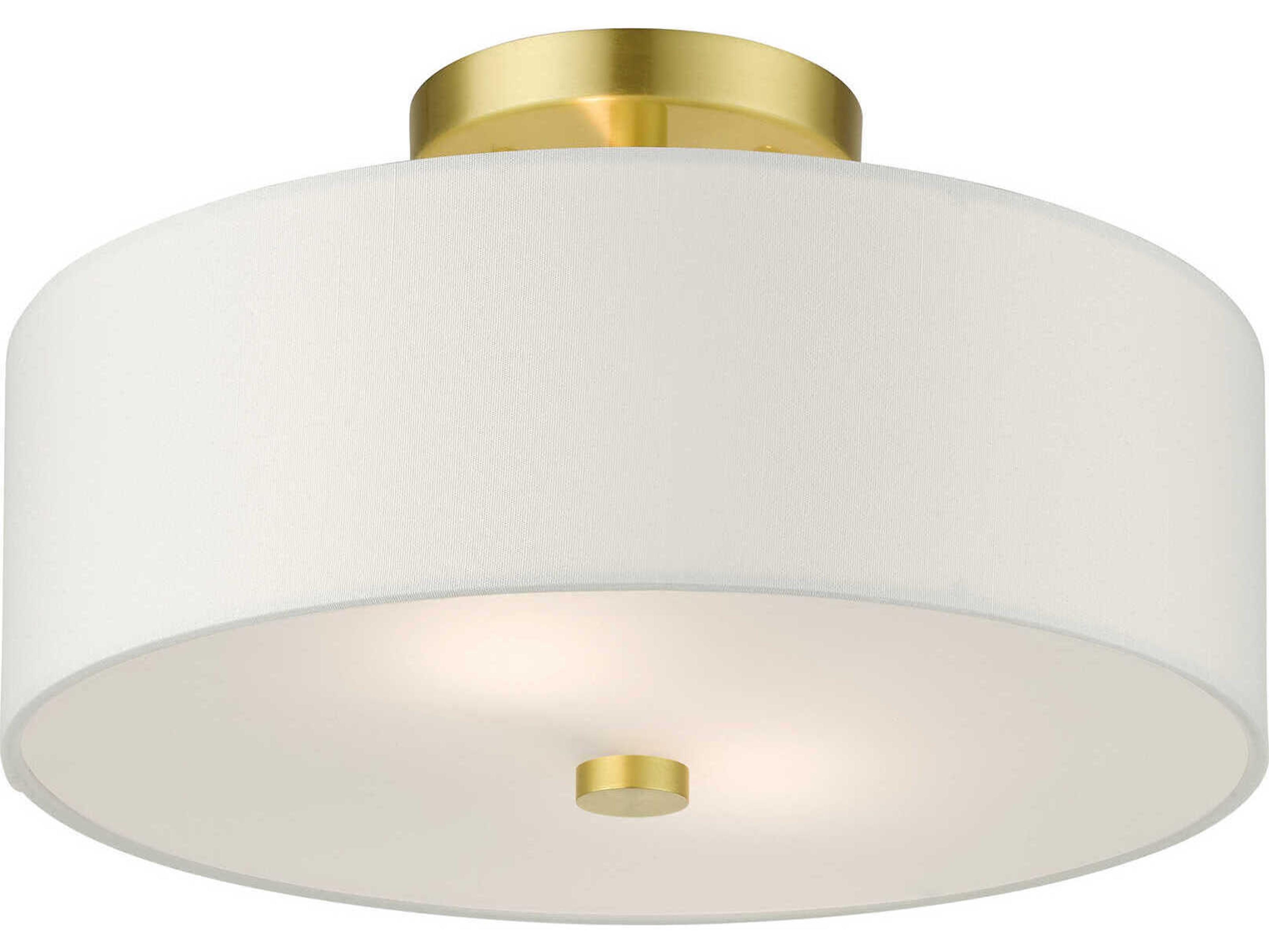 Livex Lighting Meridian 2-Light Satin Brass Semi Flush Mount