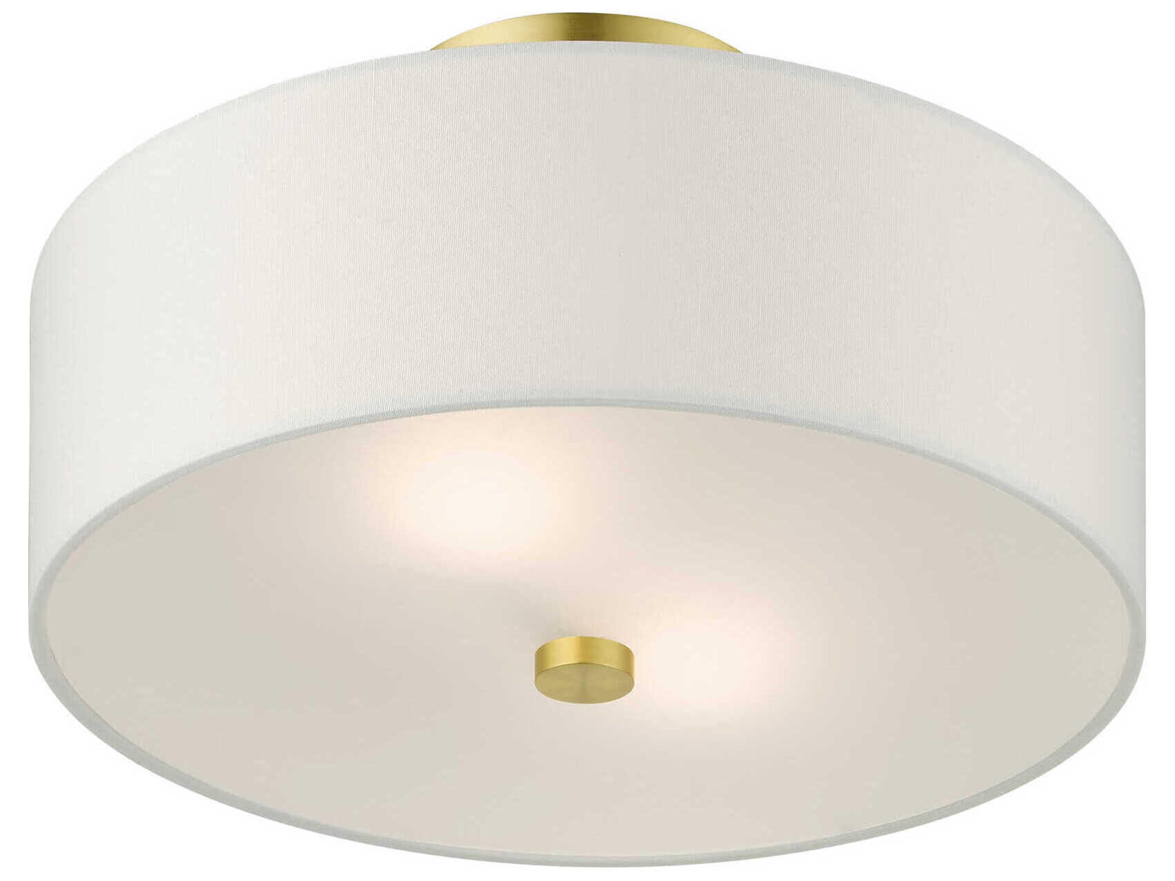 Livex Lighting Meridian 2-Light Satin Brass Semi Flush Mount