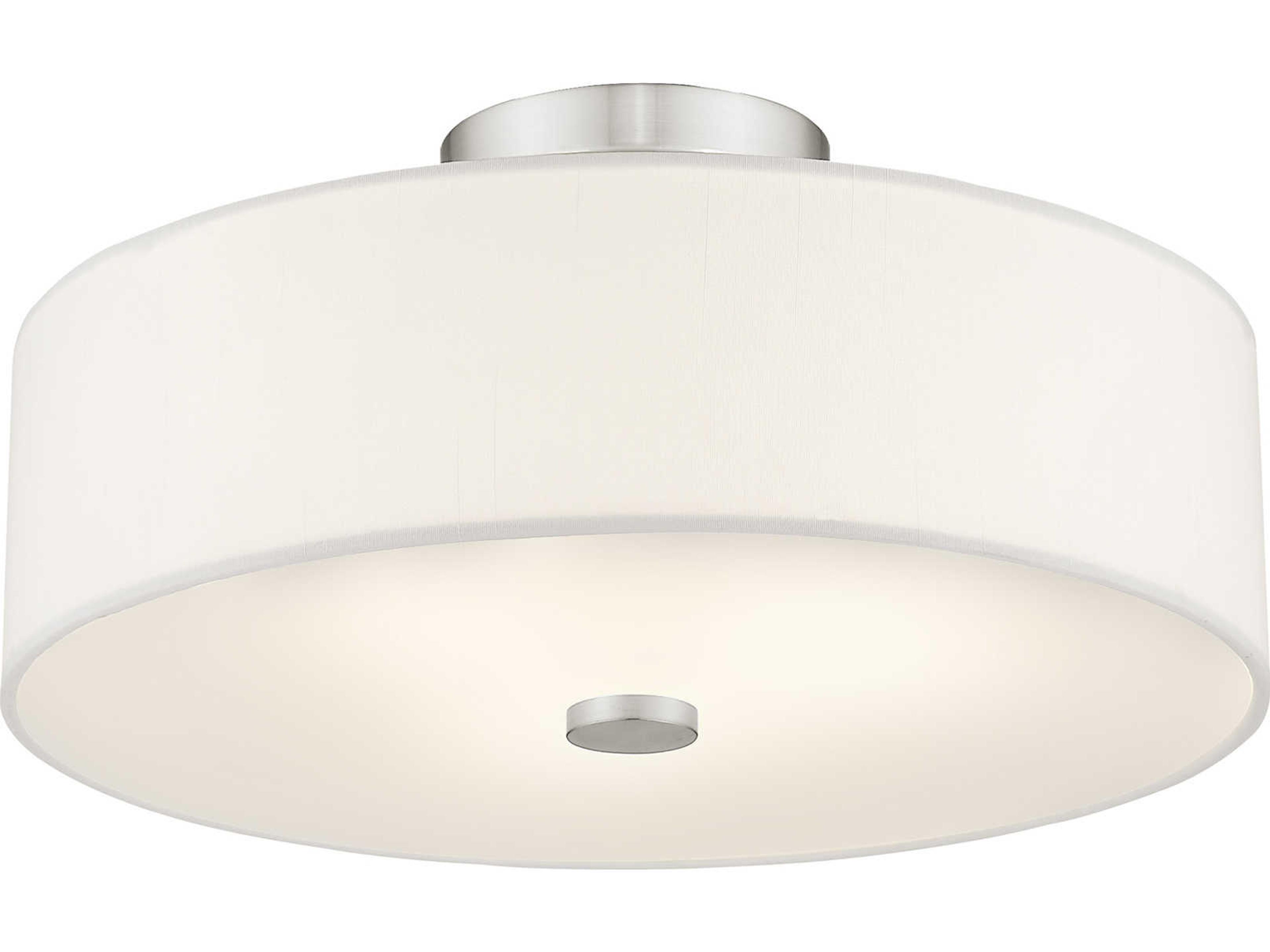 Livex Lighting Brighton 3-Light Brushed Nickel Drum Round Semi Flush Mount