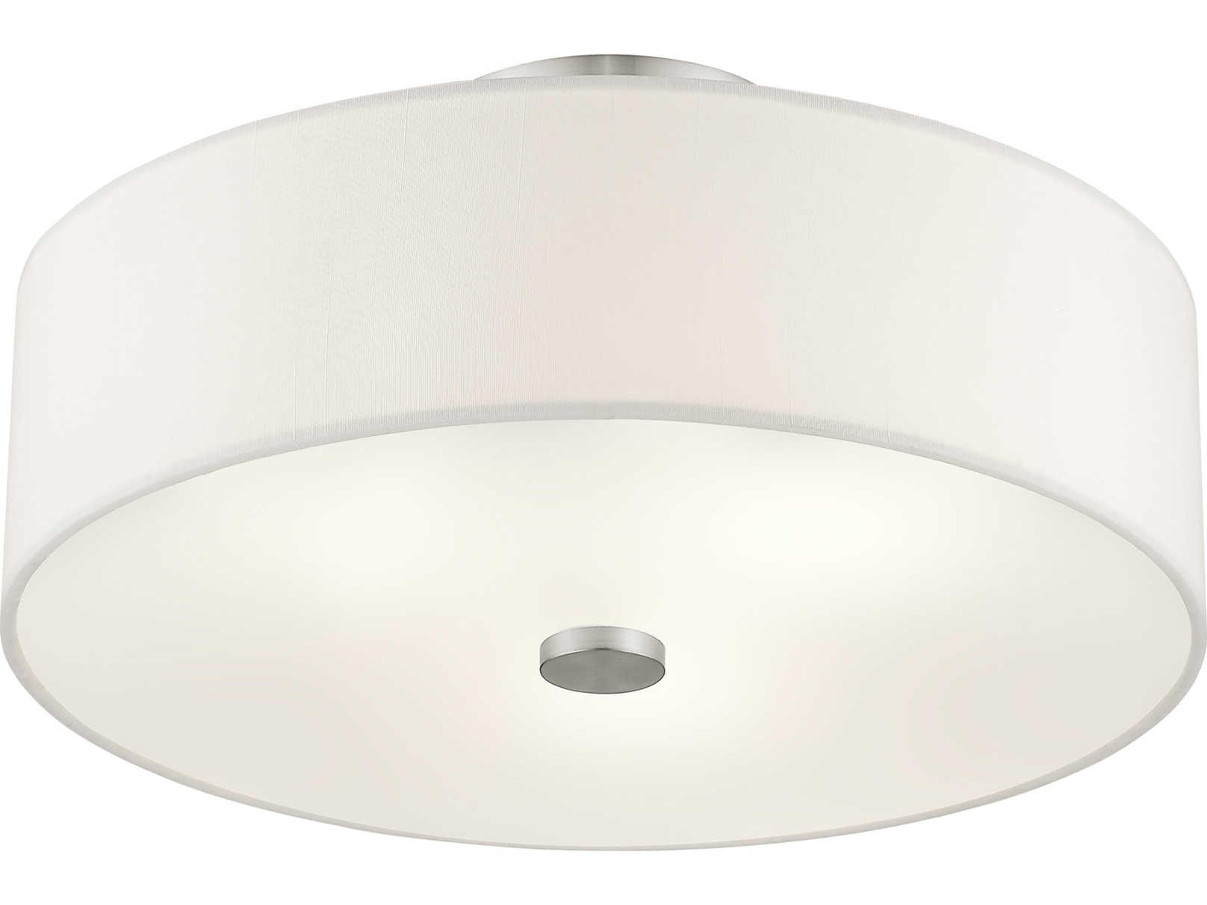 Livex Lighting Brighton 3-Light Brushed Nickel Drum Round Semi Flush Mount