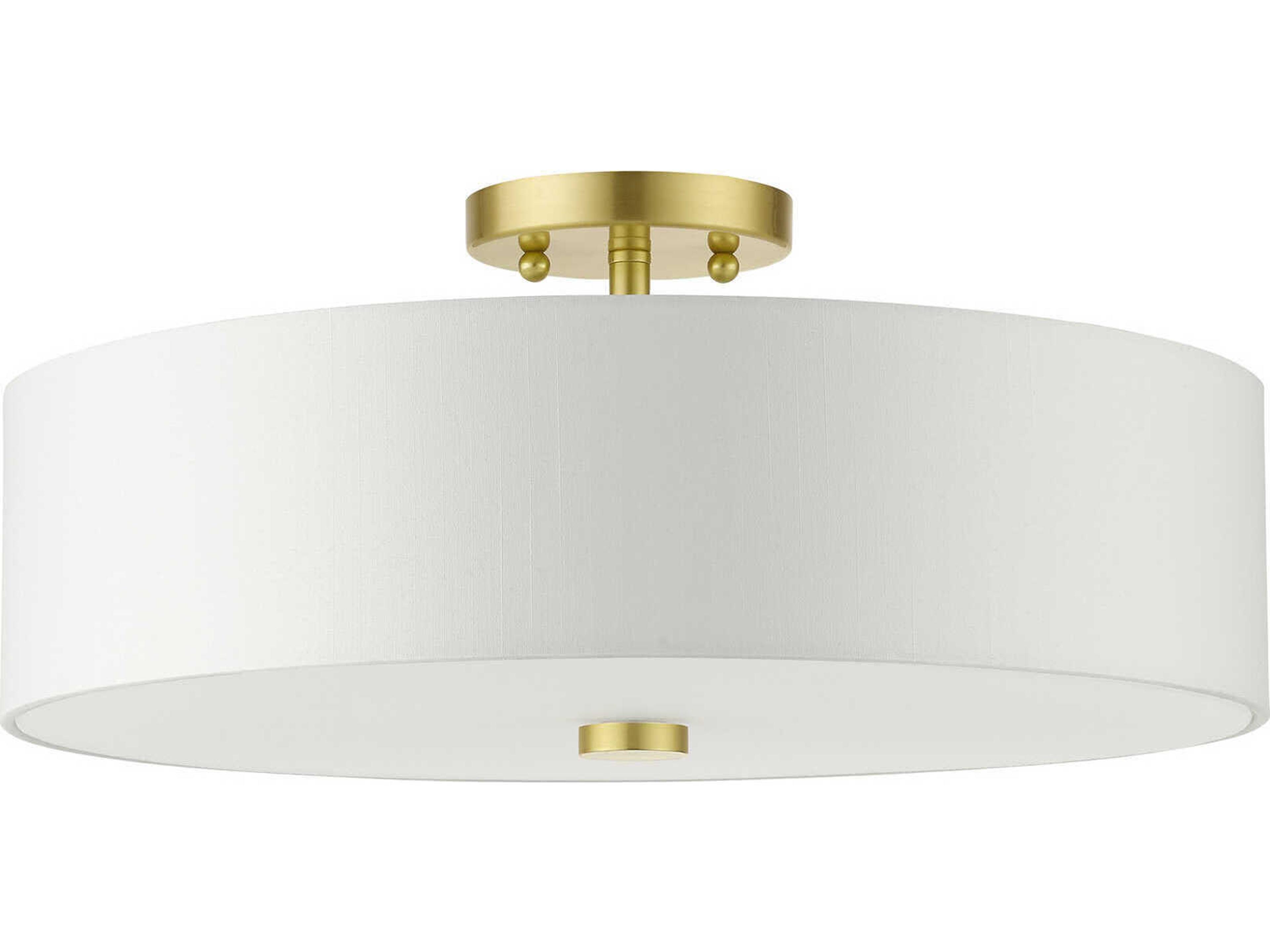 Livex Lighting Meridian 4-Light Satin Brass Drum Semi Flush Mount