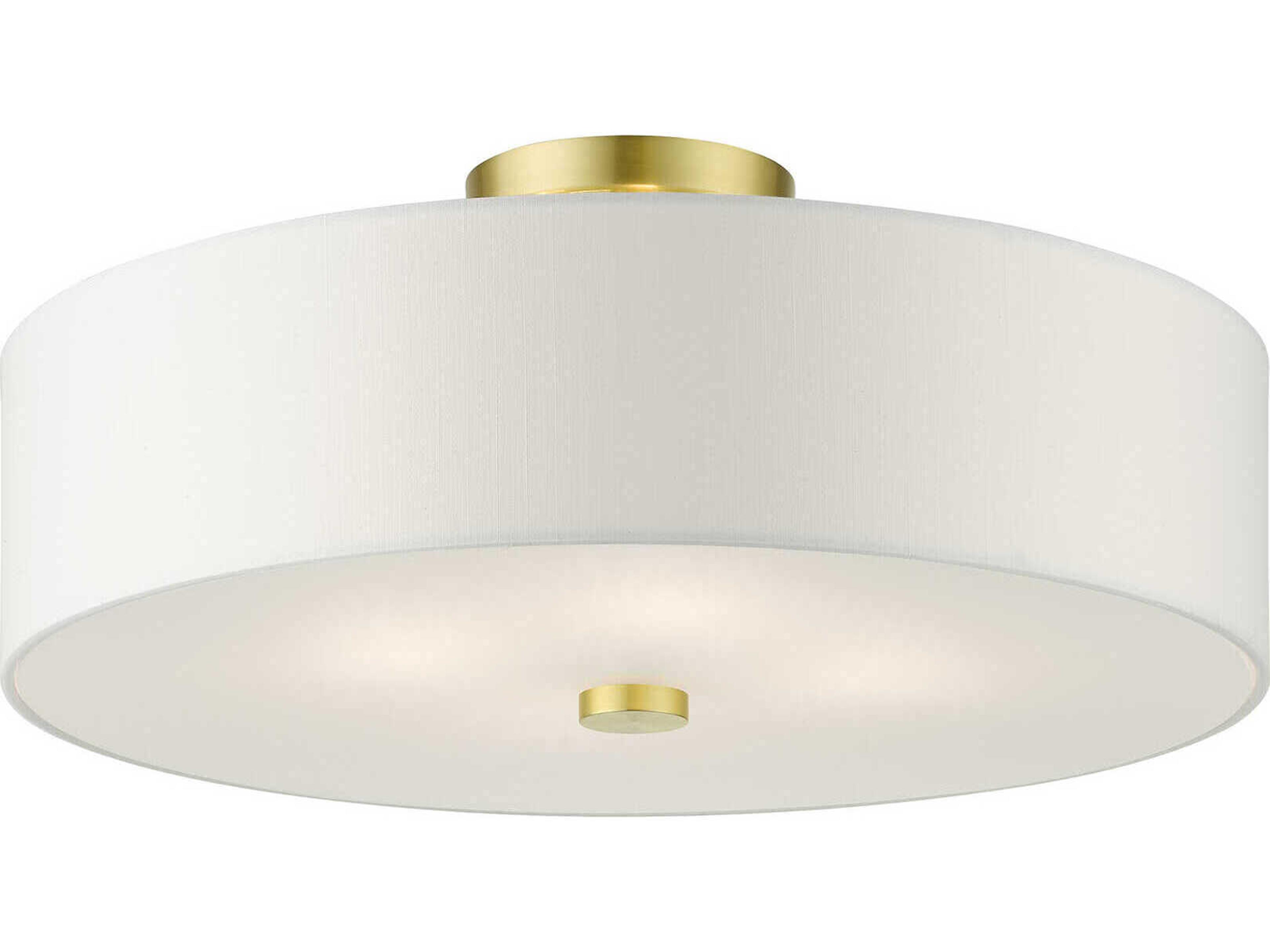 Livex Lighting Meridian 4-Light Satin Brass Drum Semi Flush Mount