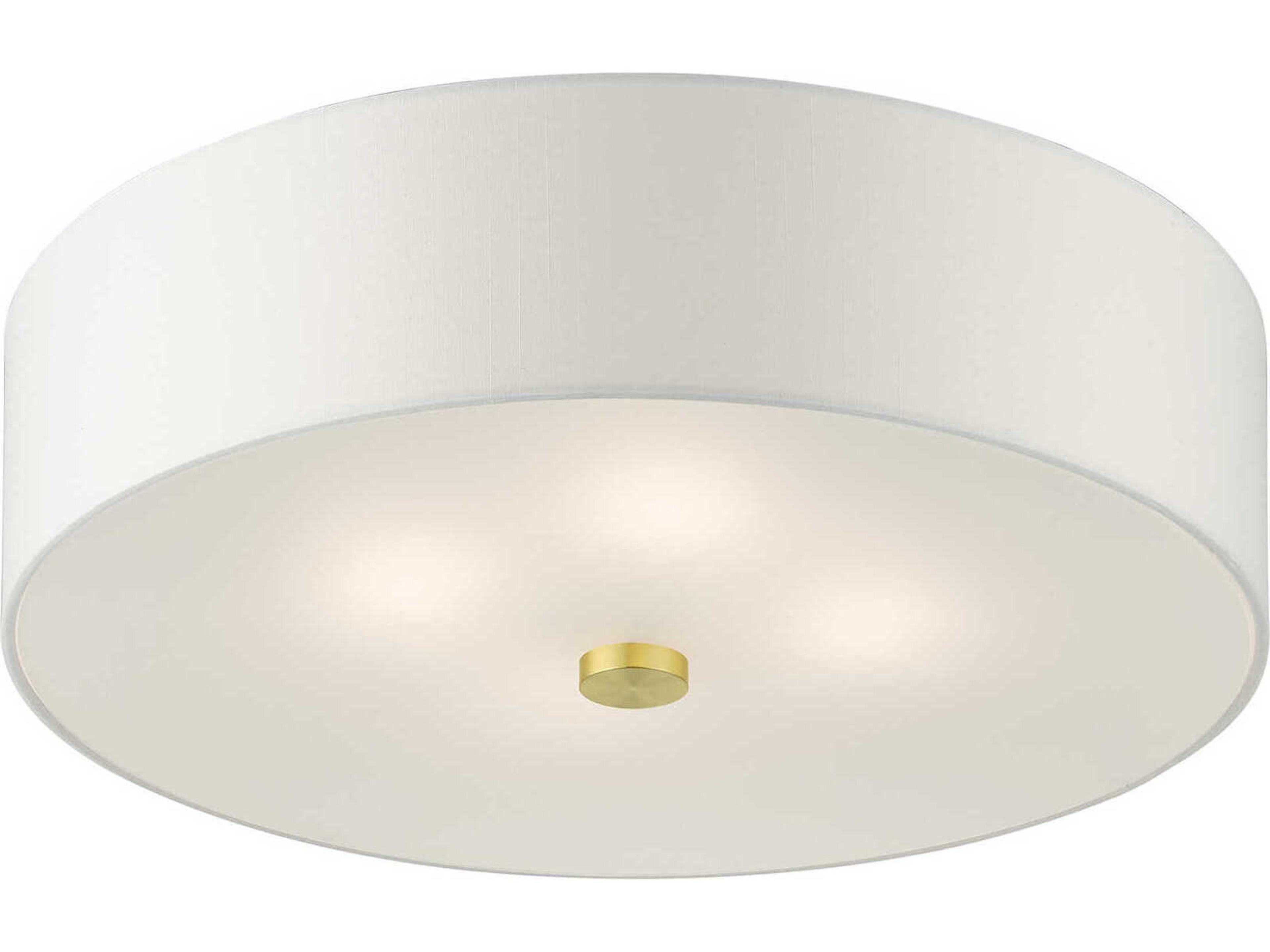 Livex Lighting Meridian 4-Light Satin Brass Drum Semi Flush Mount