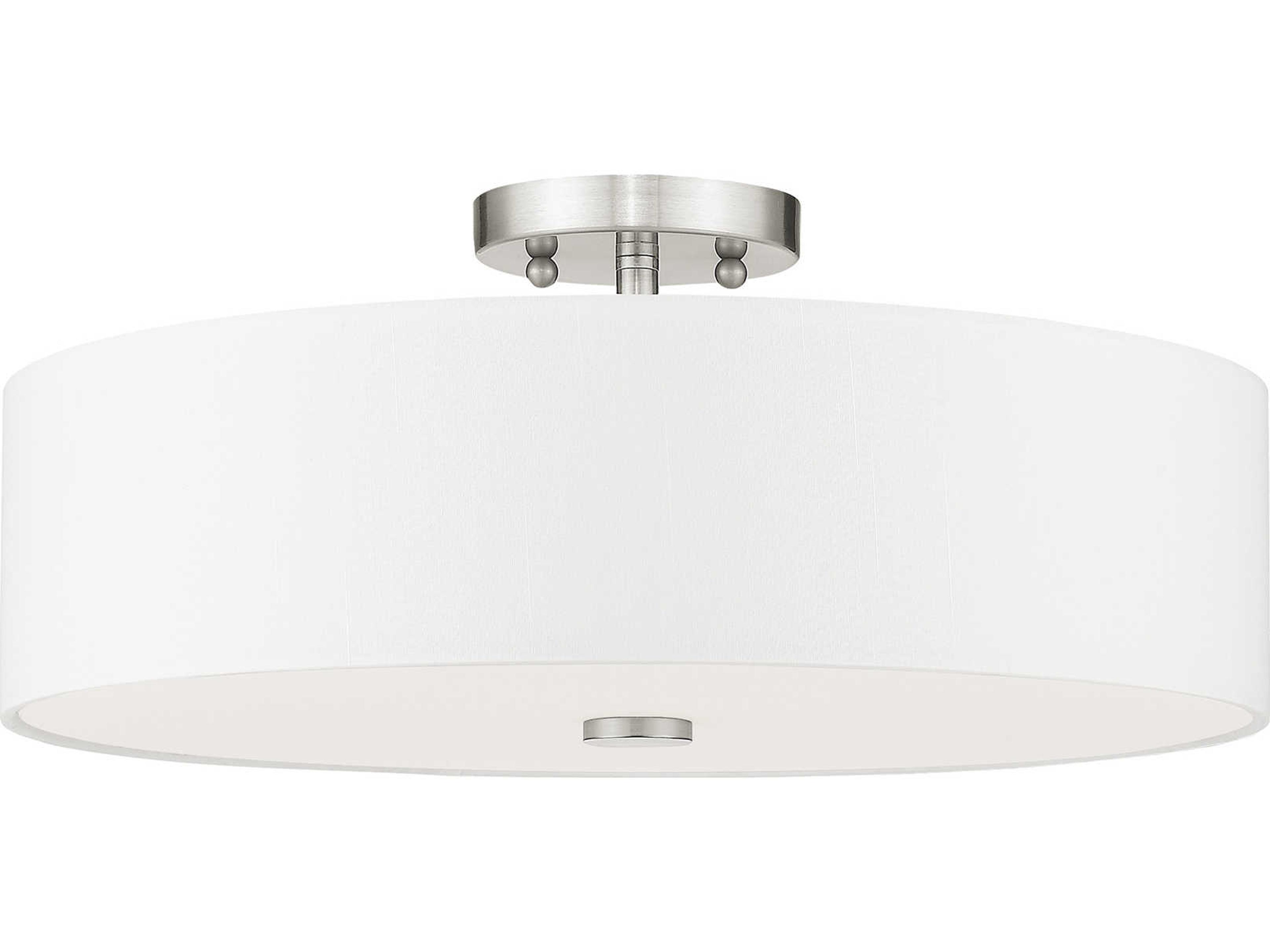 Livex Lighting Brighton 4-Light Brushed Nickel Drum Round Semi Flush Mount
