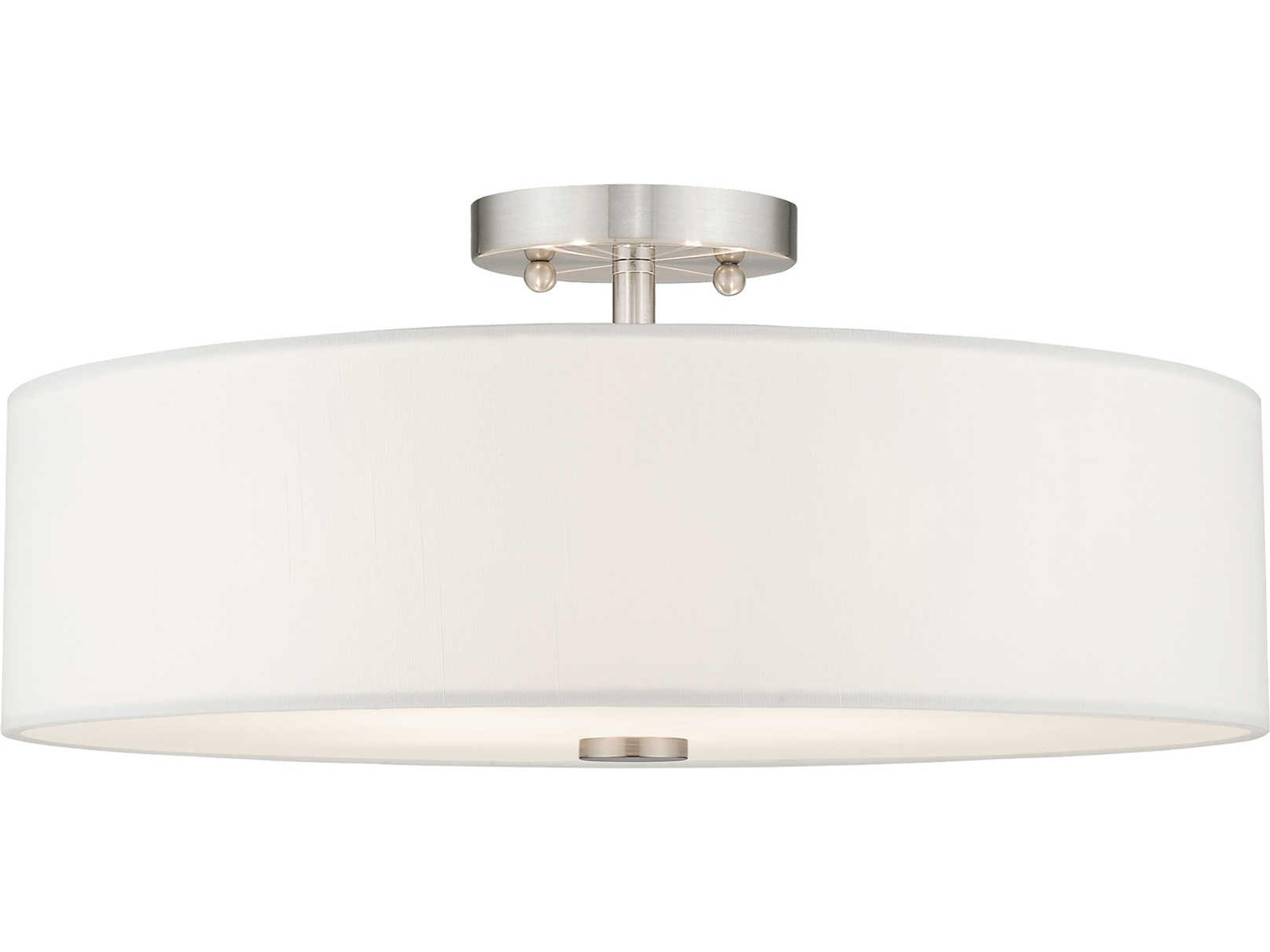 Livex Lighting Brighton 4-Light Brushed Nickel Drum Round Semi Flush Mount