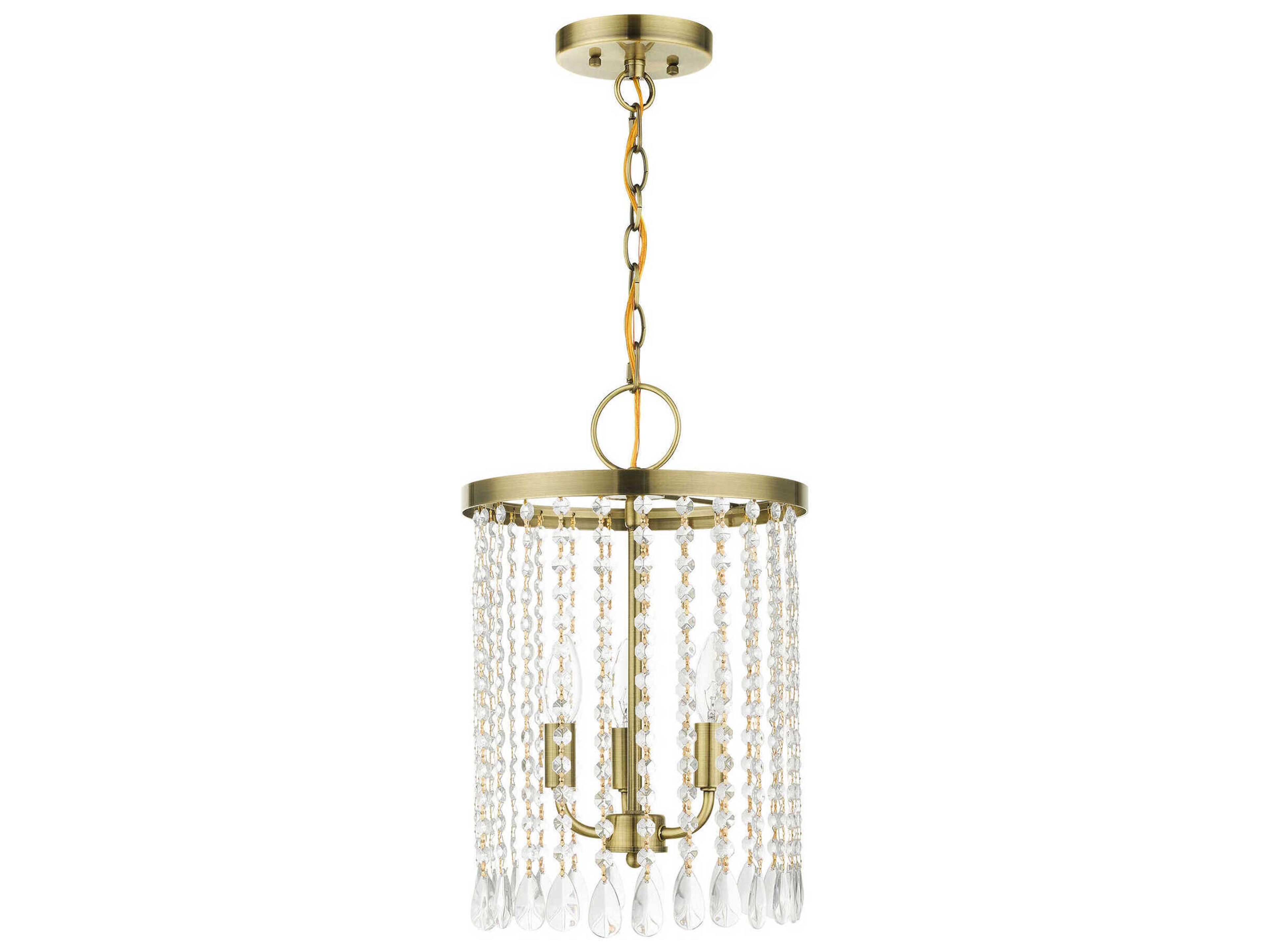 Elizabeth 3-Light Antique Brass Crystal Candelabra Chandelier