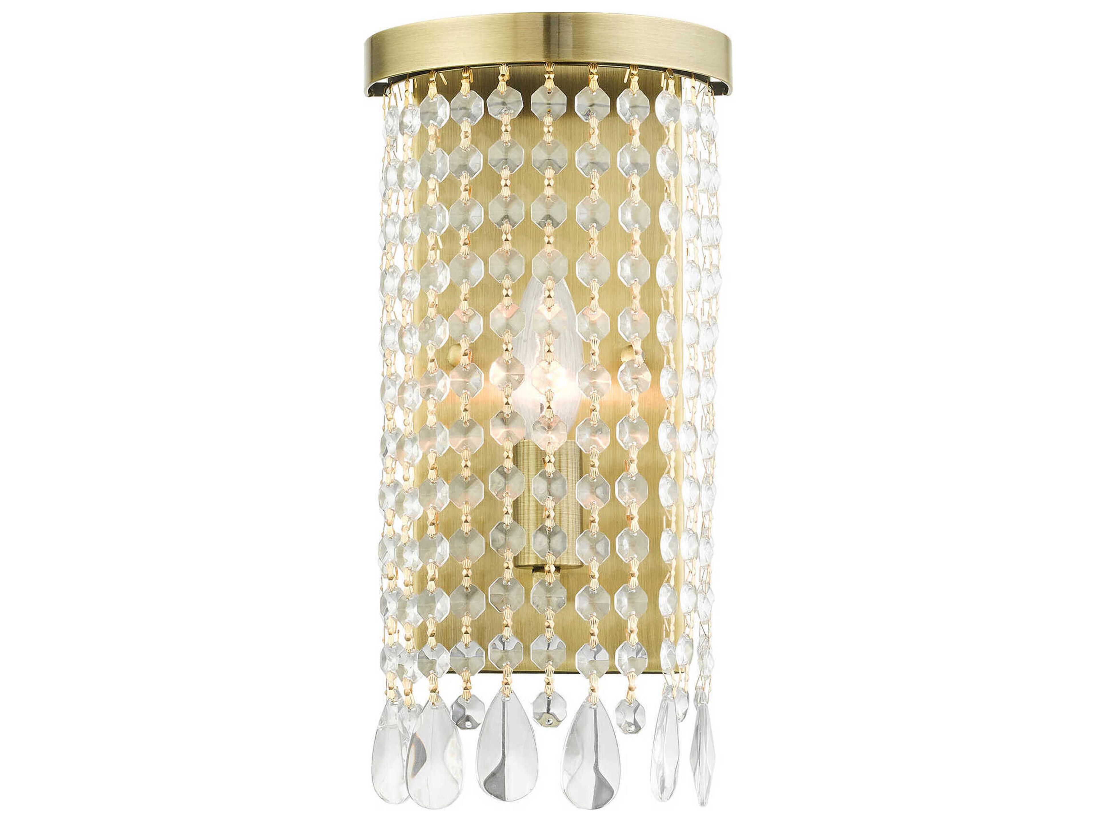Elizabeth 1-Light Antique Brass Crystal Wall Sconce