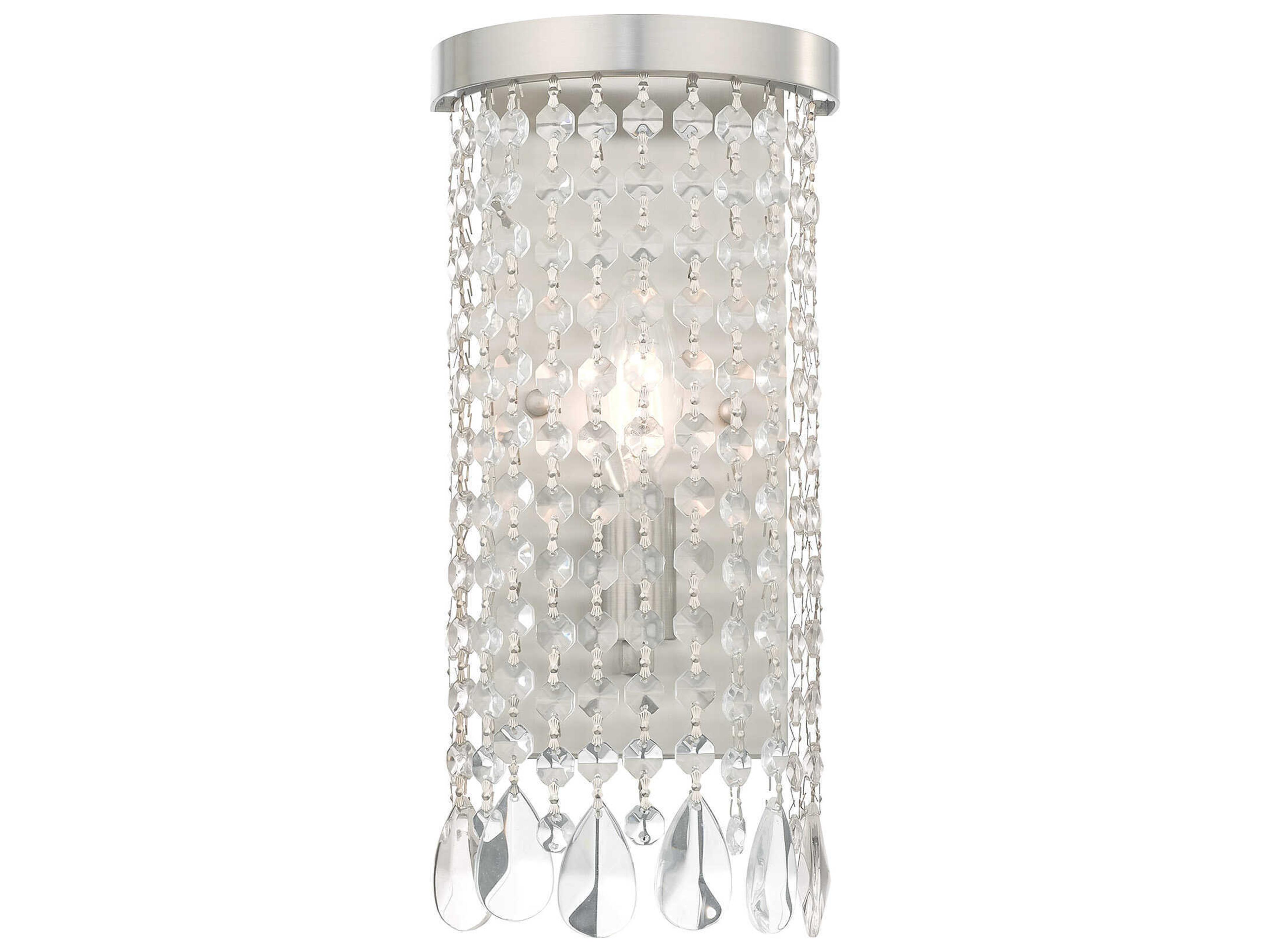 Elizabeth 1-Light Brushed Nickel Crystal Wall Sconce