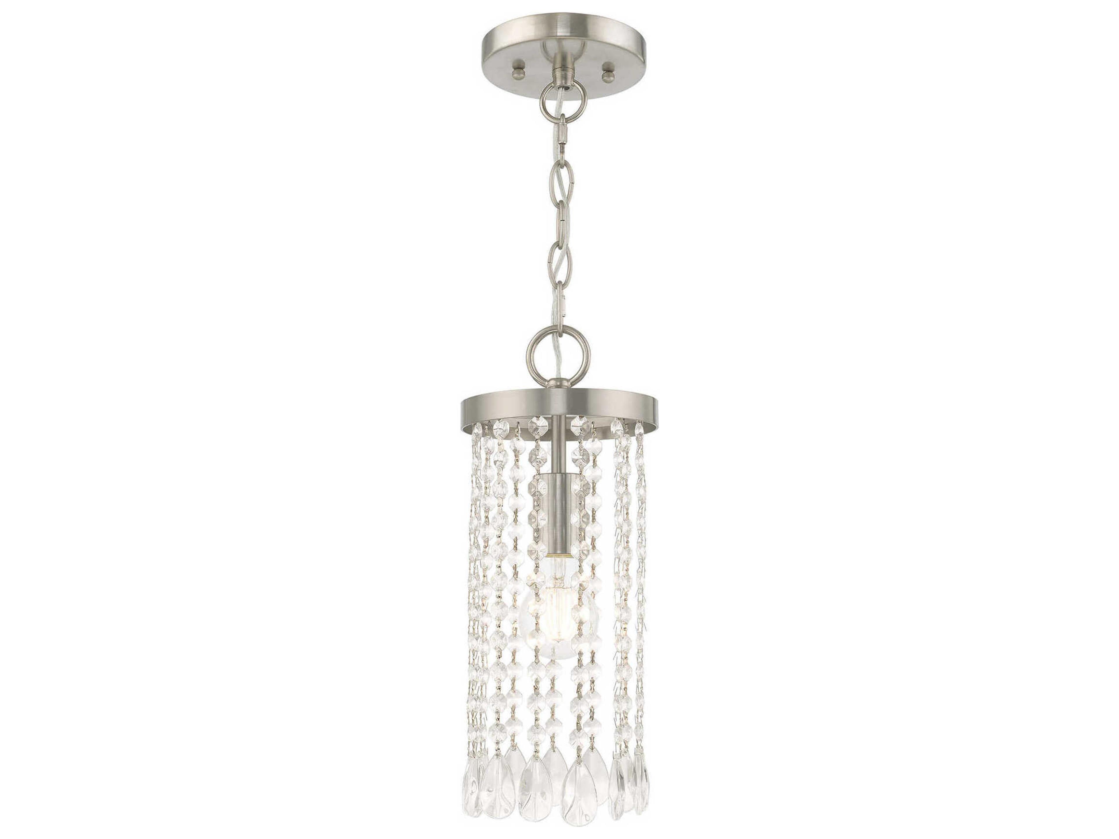 Elizabeth 1-Light Brushed Nickel Crystal Mini Pendant