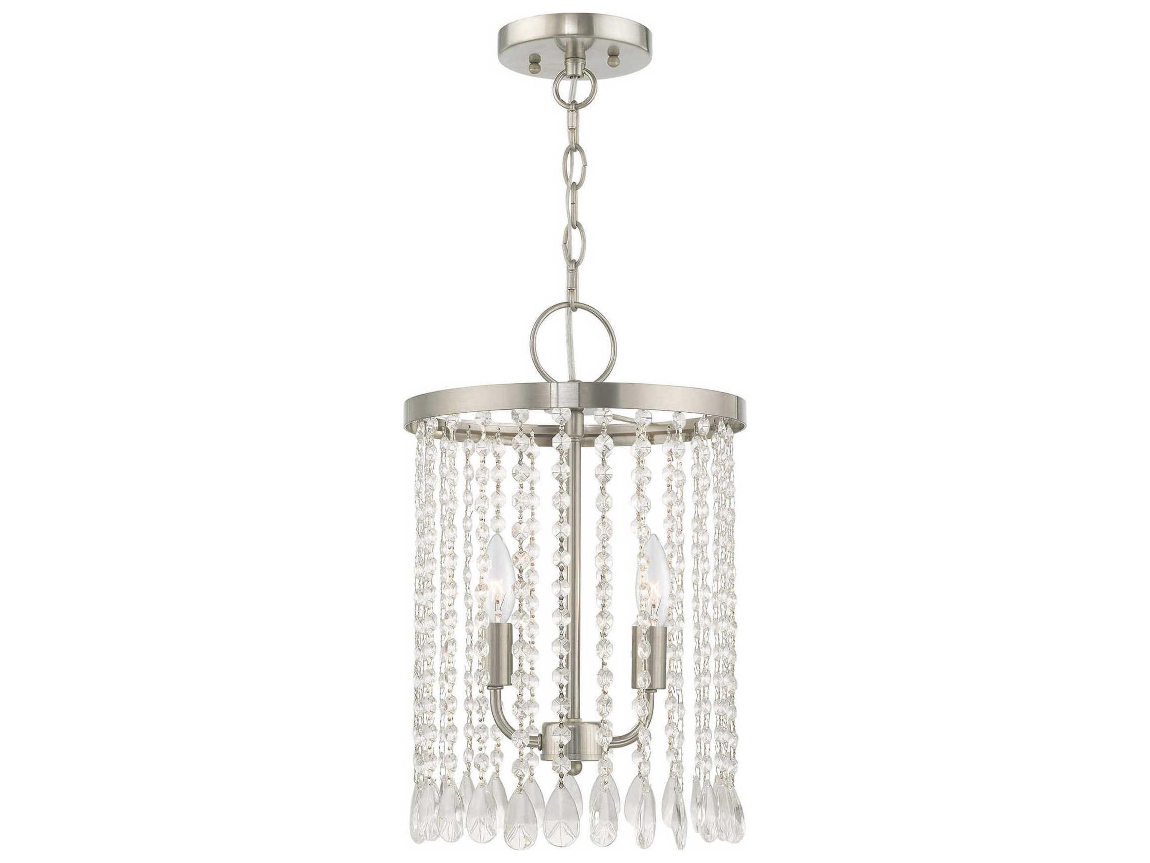 Elizabeth 2-Light Brushed Nickel Crystal Candelabra Chandelier