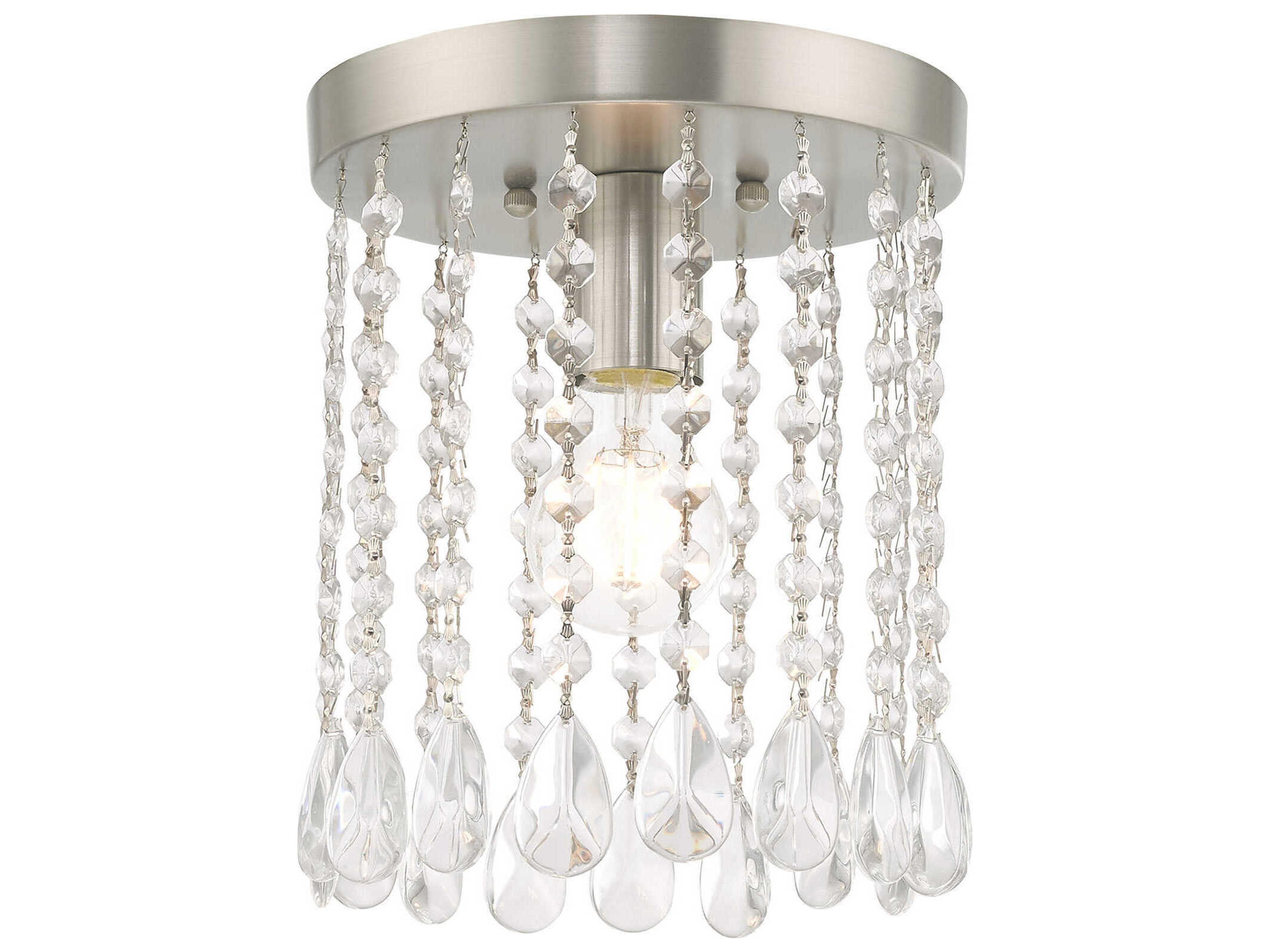 Elizabeth 1-Light Brushed Nickel Crystal Flush Mount