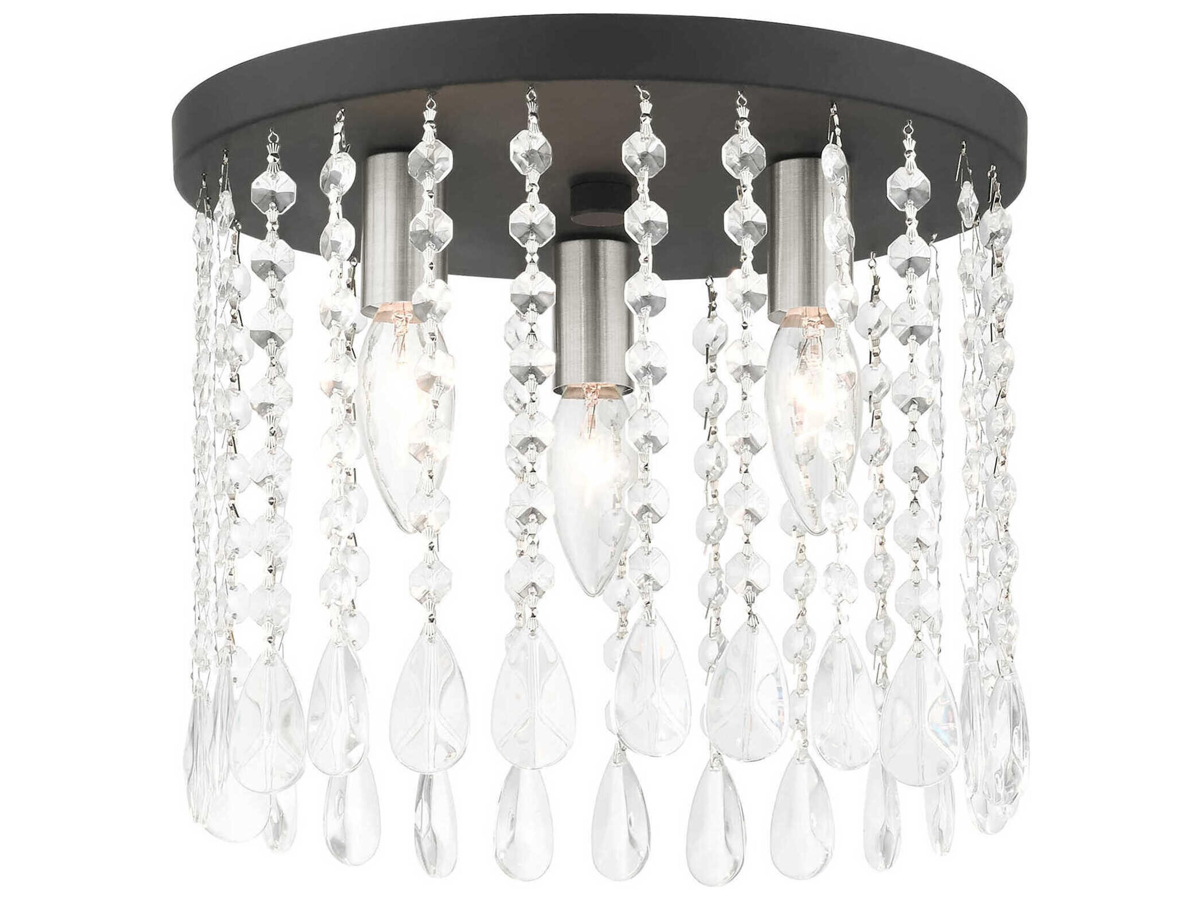 Elizabeth 3-Light Black Crystal Flush Mount
