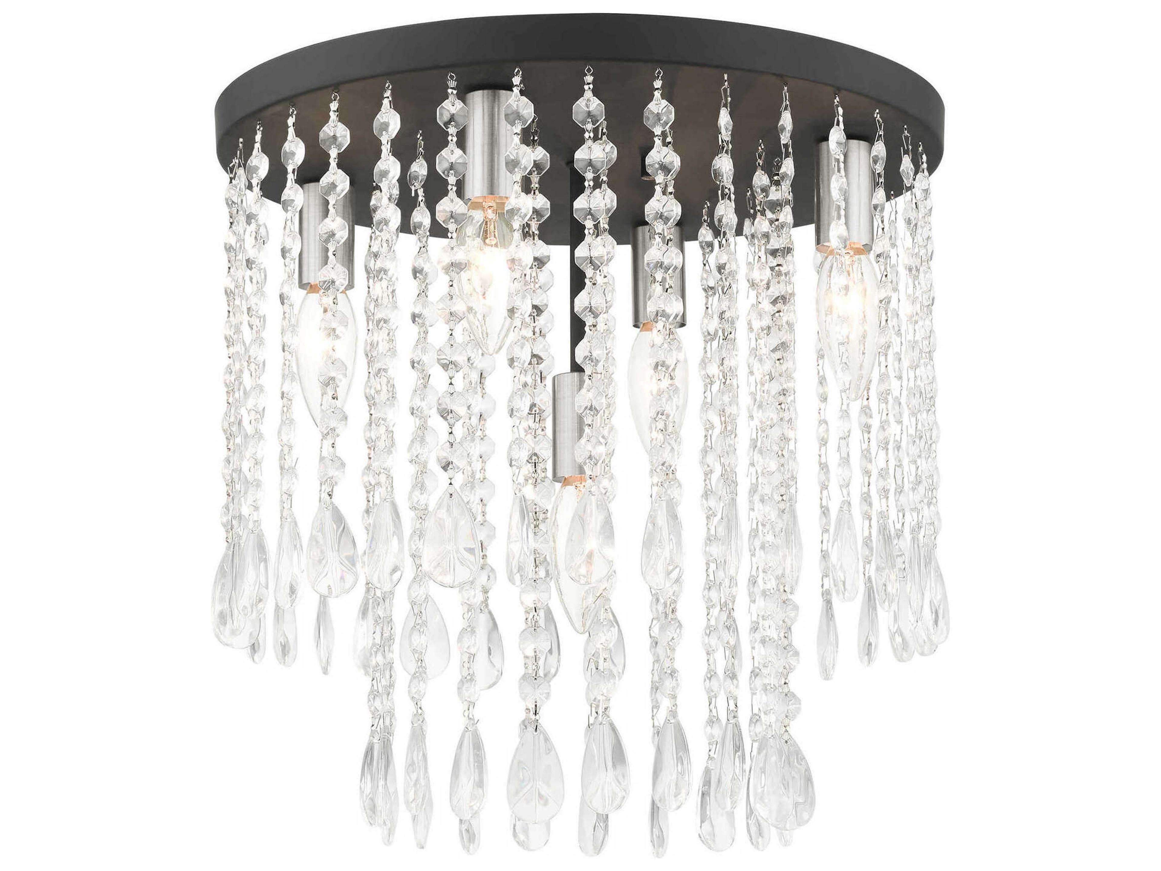 Elizabeth 5-Light Black Crystal Flush Mount