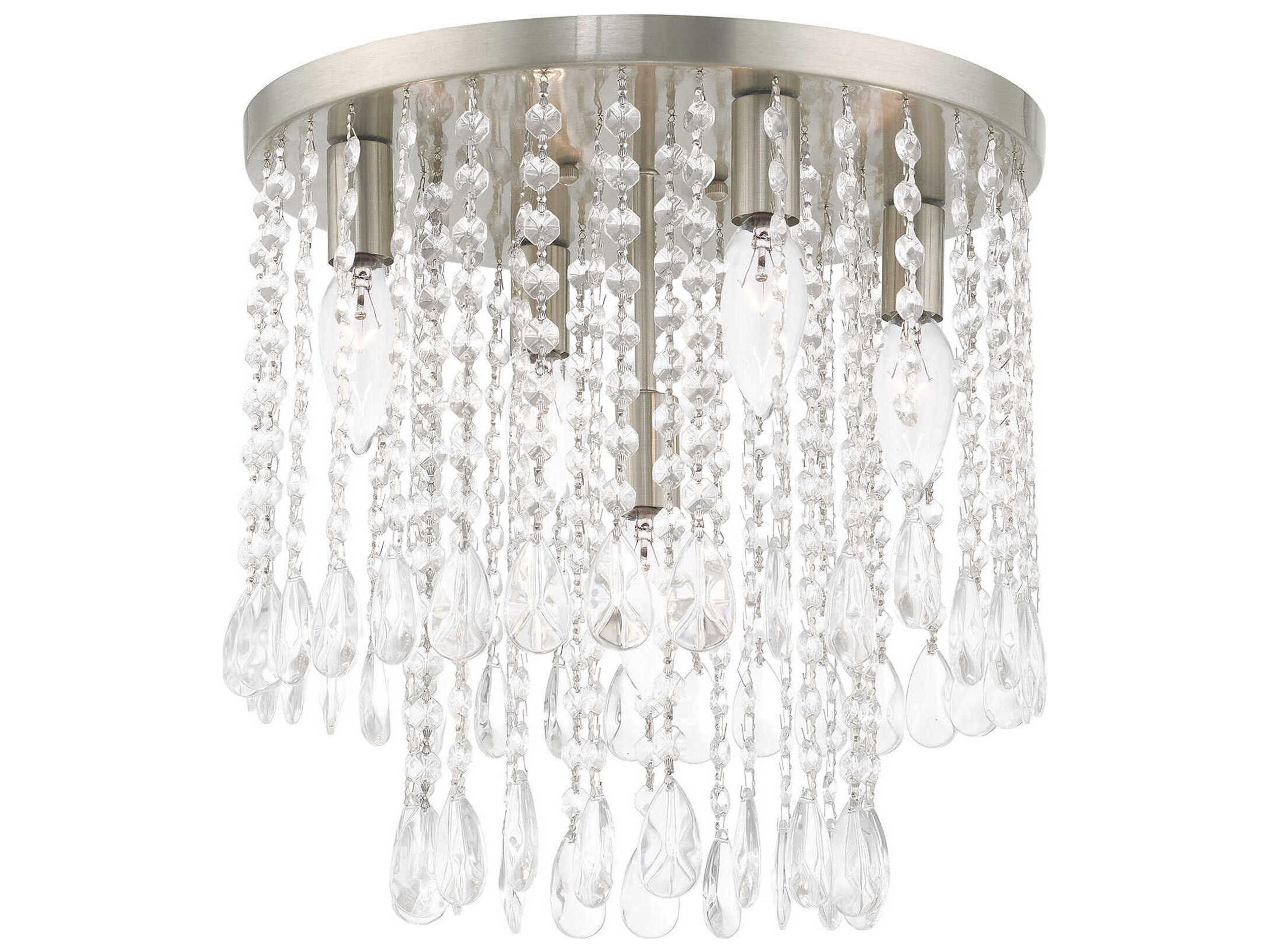Elizabeth 5-Light Brushed Nickel Crystal Flush Mount