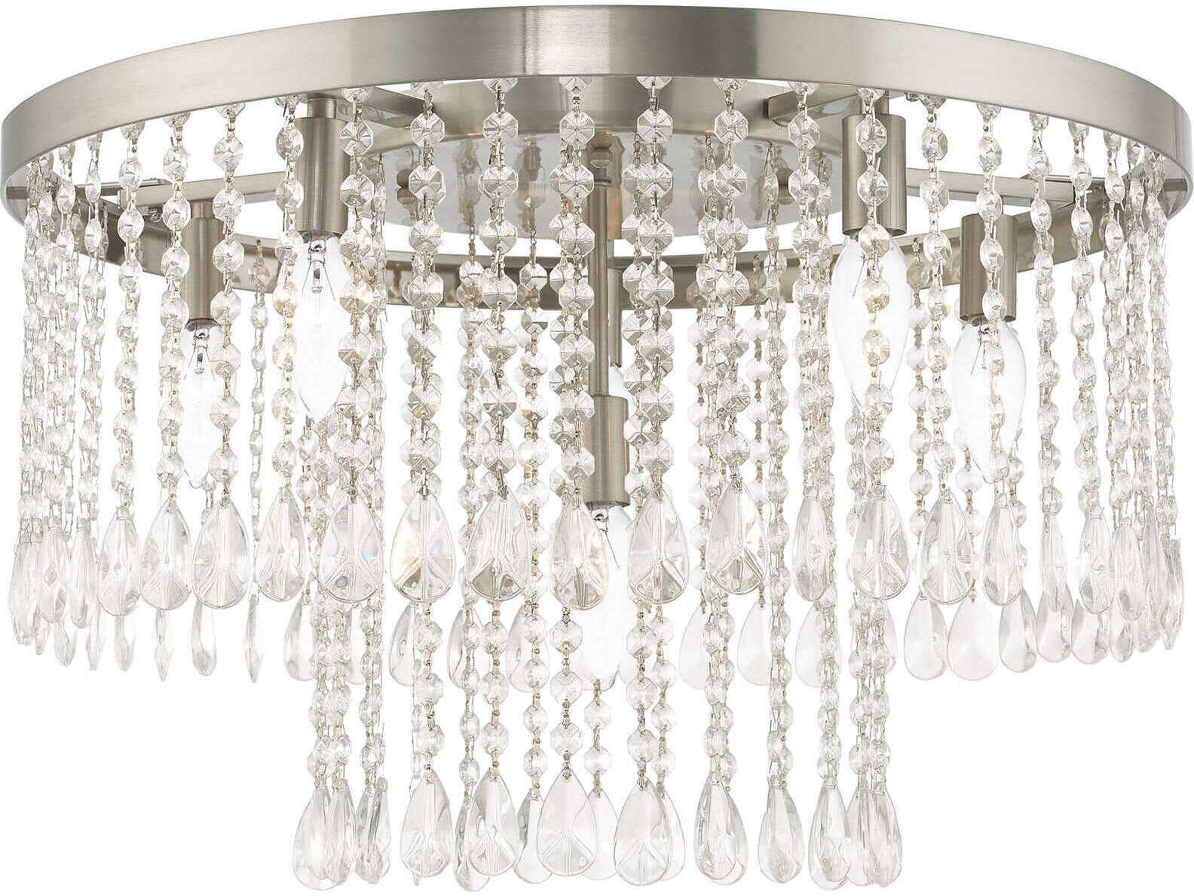 Elizabeth 6-Light Brushed Nickel Crystal Drum Flush Mount