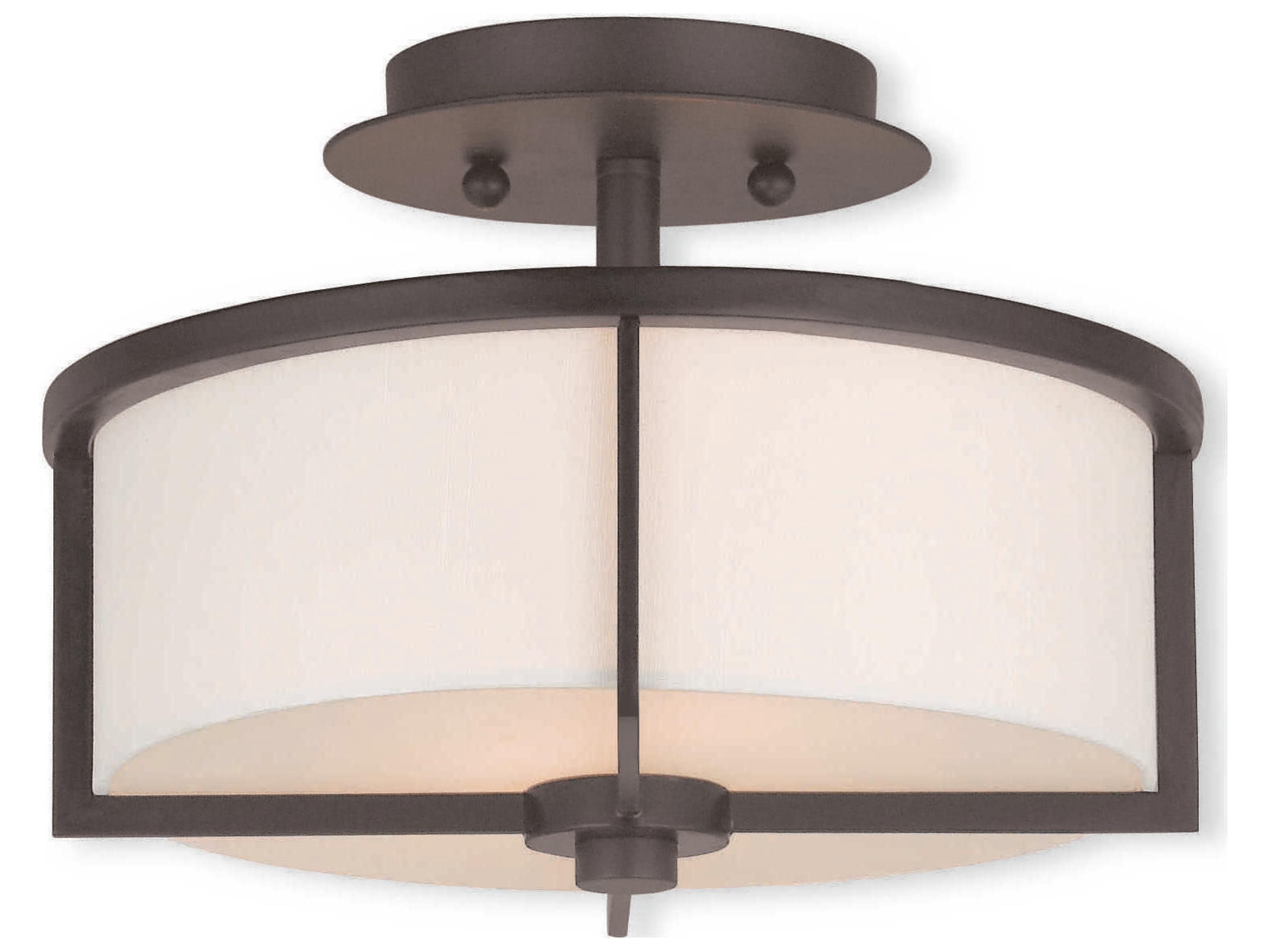 Wesley 2-Light Bronze Drum Semi Flush Mount