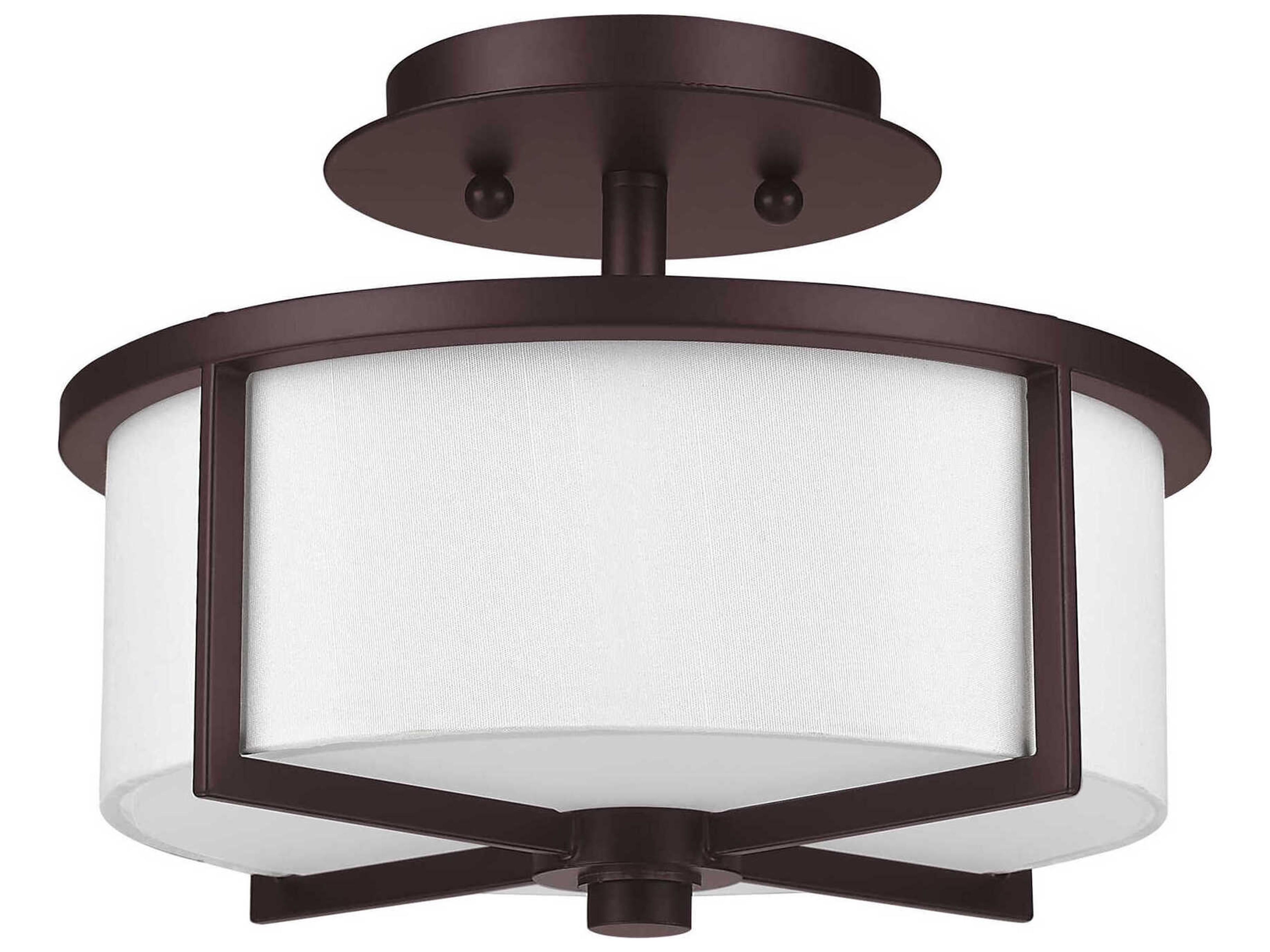 Livex Lighting Wesley 2-Light Bronze Drum Semi Flush Mount