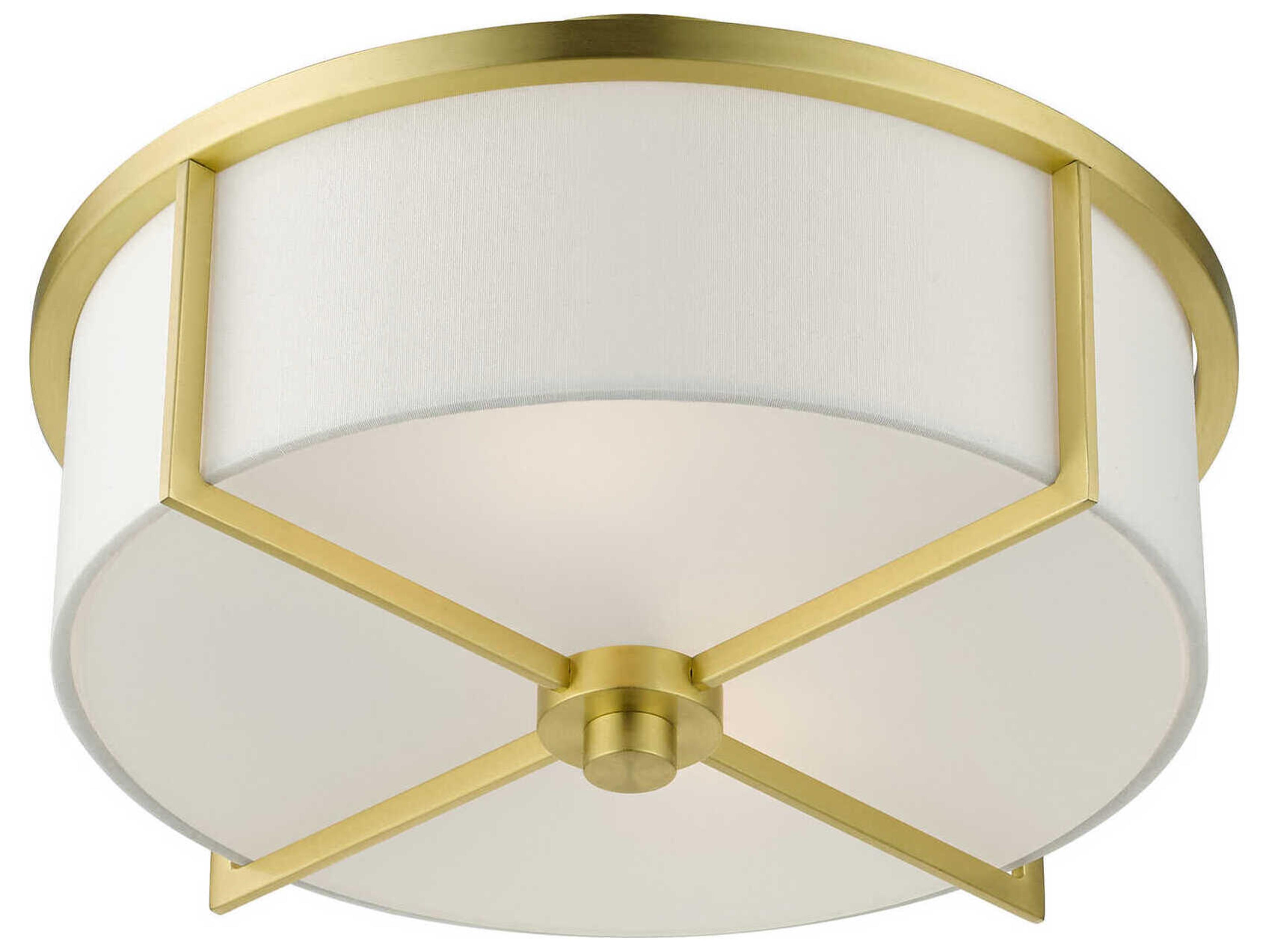 Livex Lighting Wesley 2-Light Satin Brass Drum Semi Flush Mount