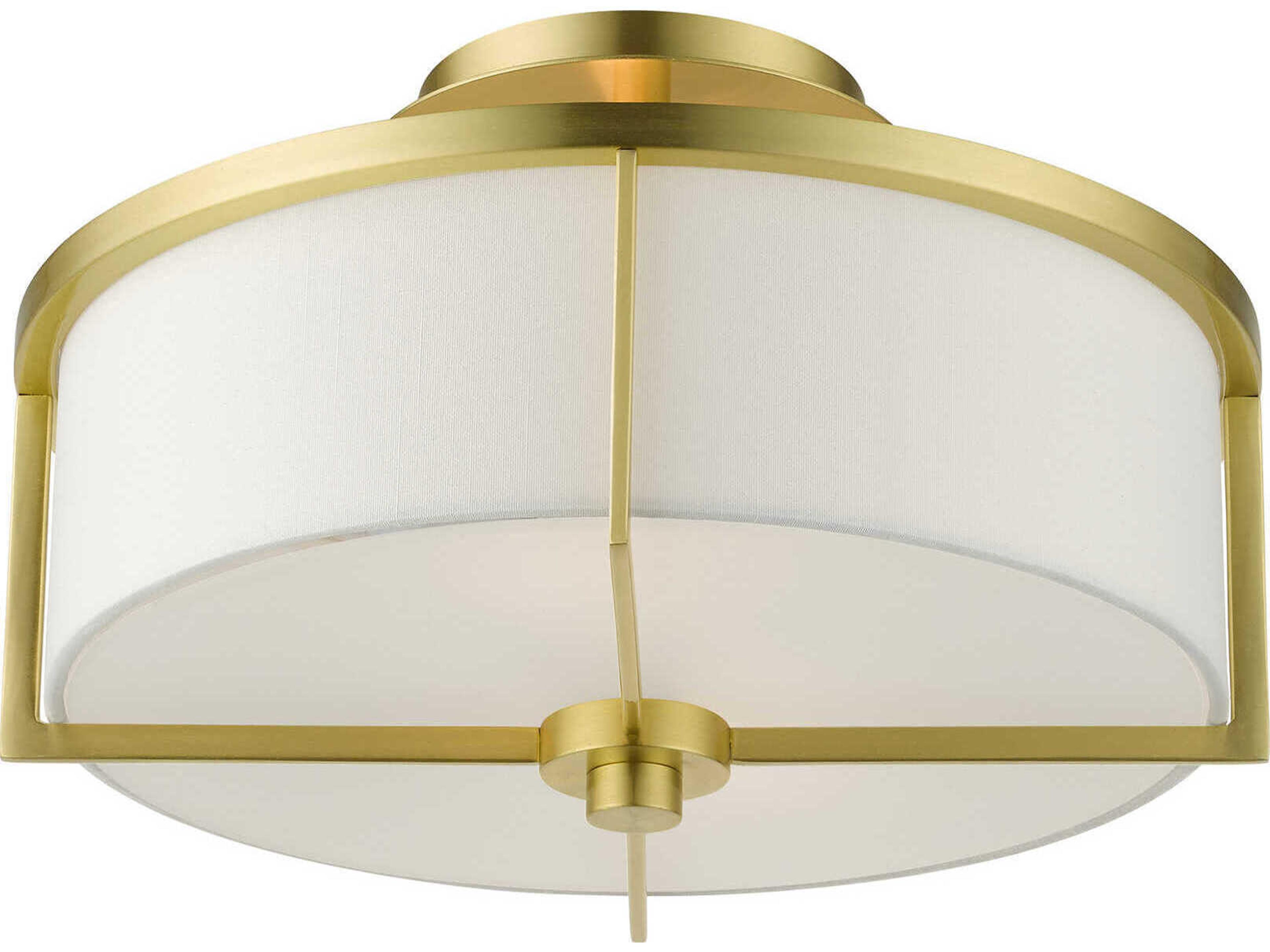 Livex Lighting Wesley 2-Light Satin Brass Drum Semi Flush Mount