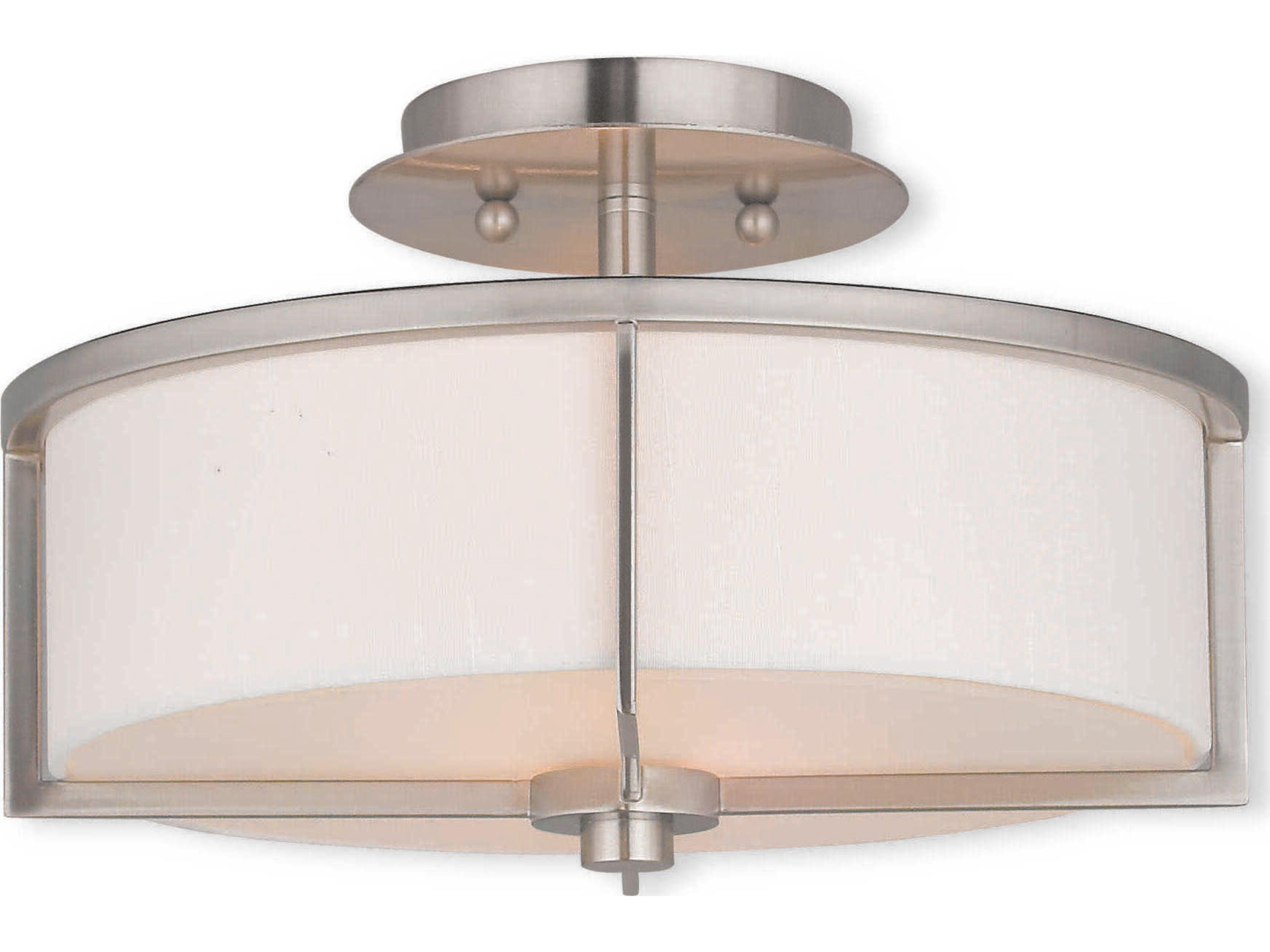 Wesley 2-Light Brushed Nickel Drum Semi Flush Mount