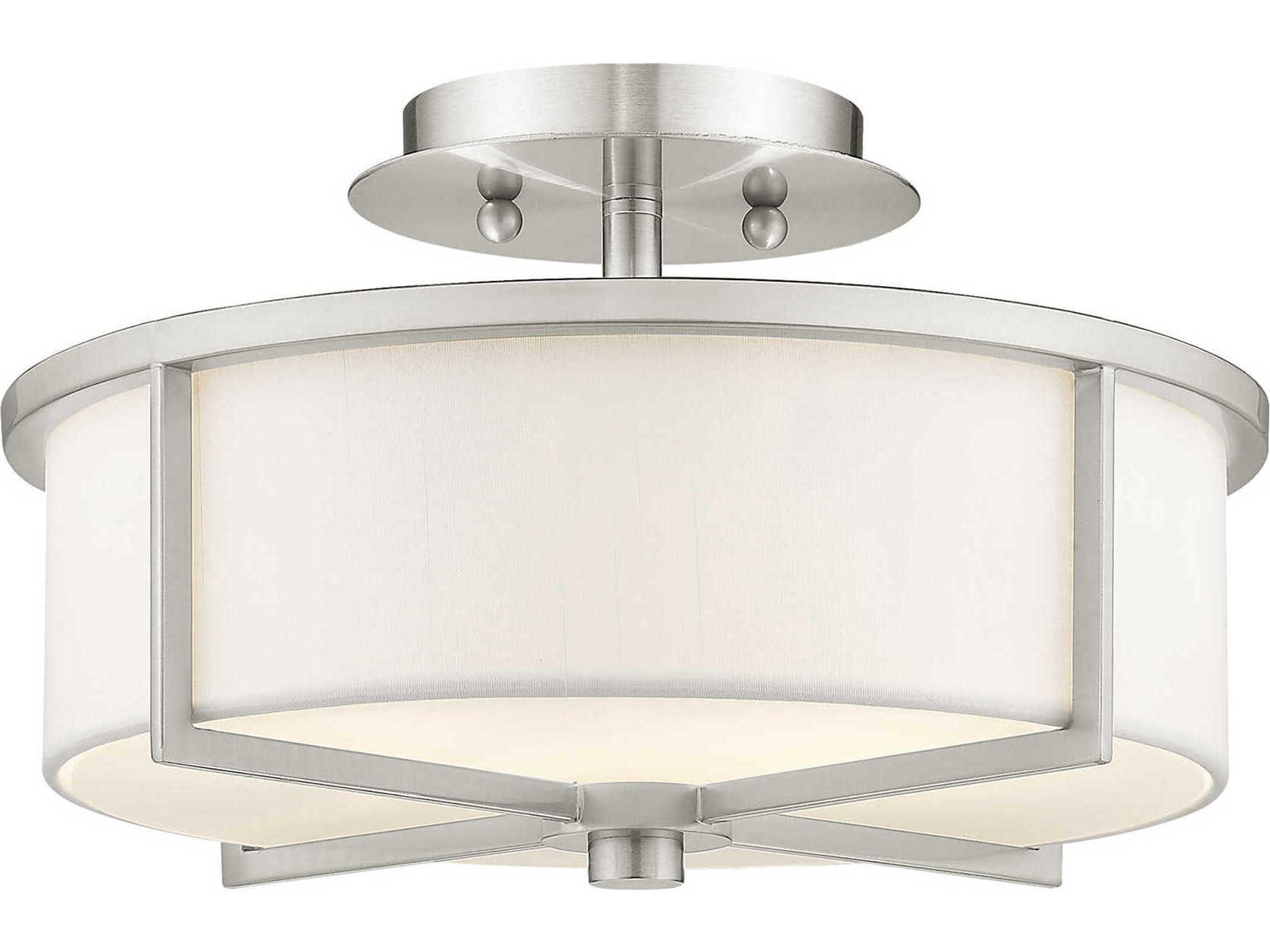 Livex Lighting Wesley 2-Light Brushed Nickel Drum Semi Flush Mount
