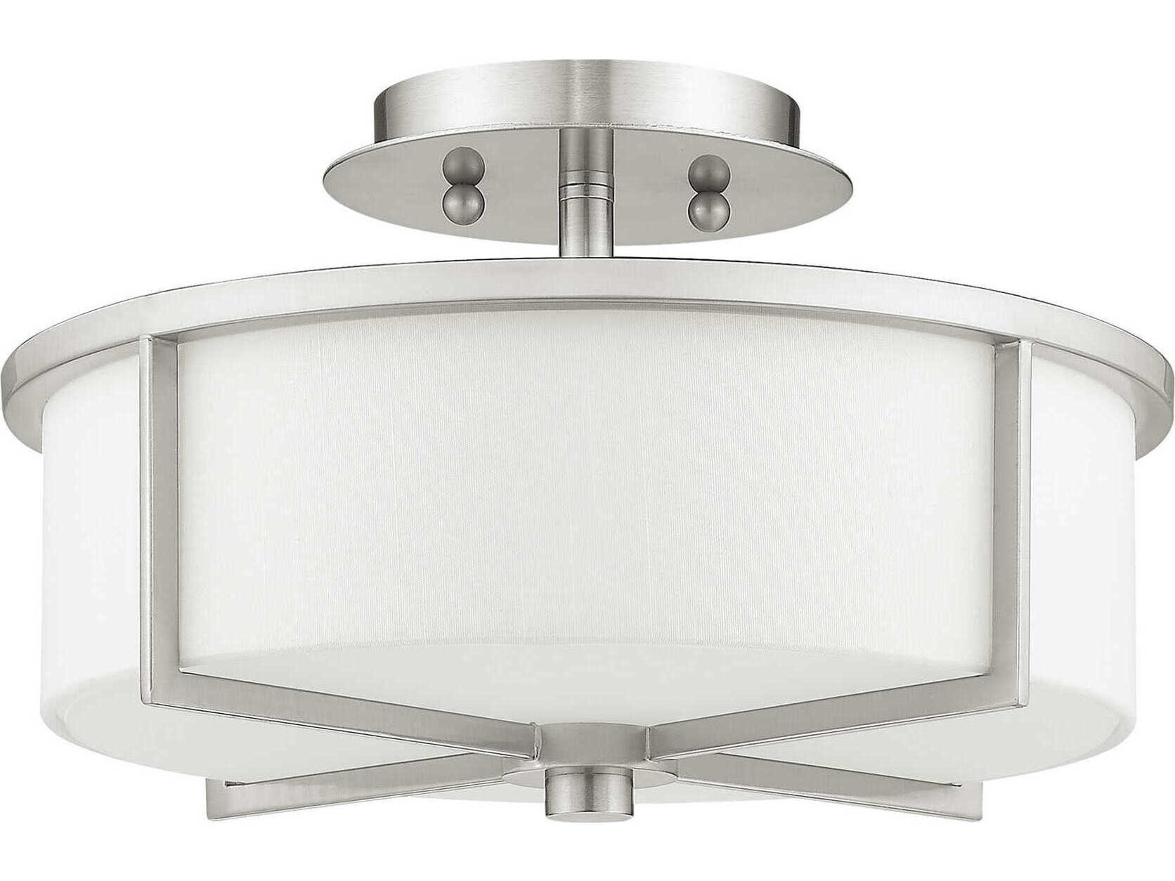 Livex Lighting Wesley 2-Light Brushed Nickel Drum Semi Flush Mount