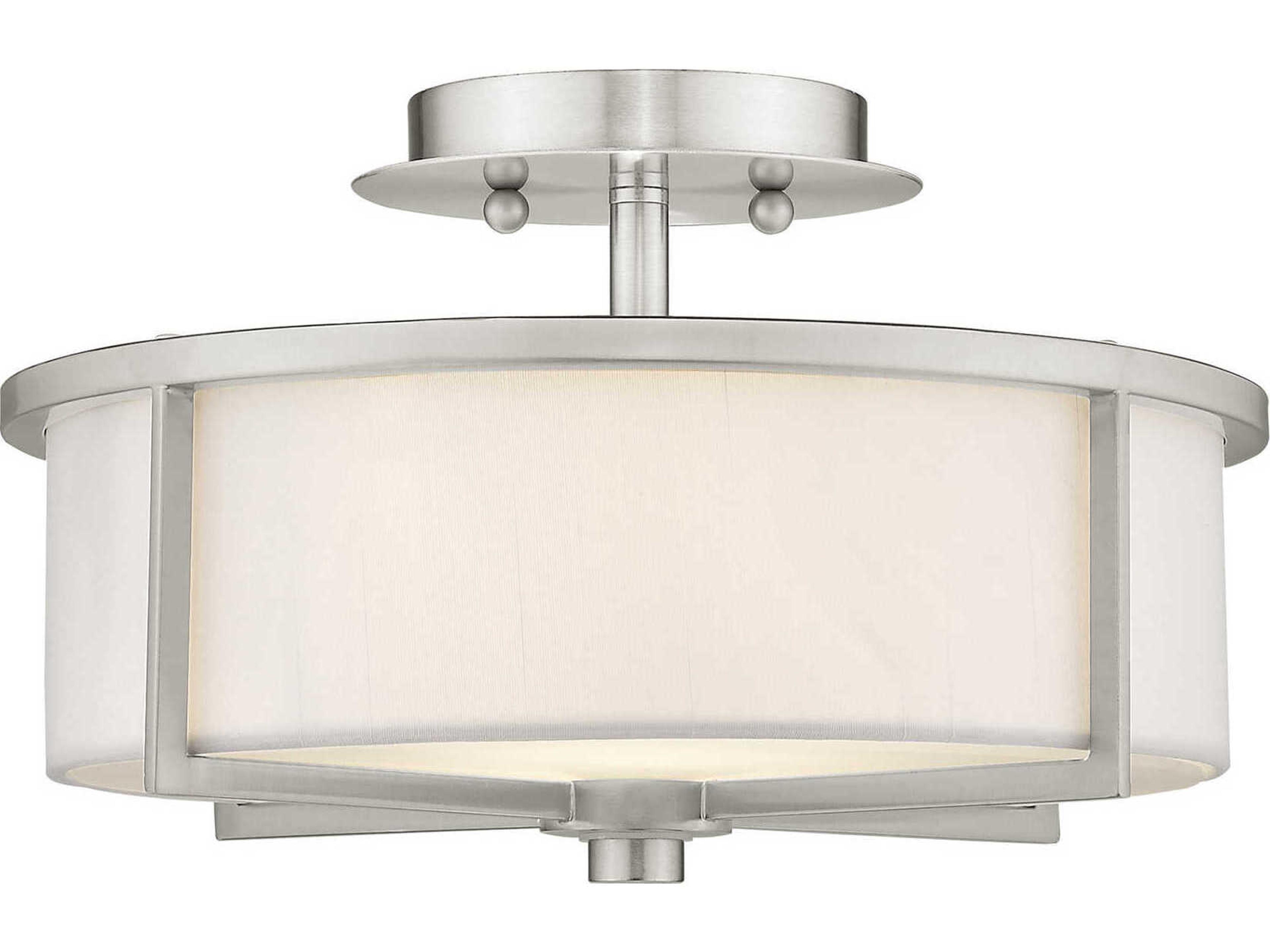 Livex Lighting Wesley 2-Light Brushed Nickel Drum Semi Flush Mount