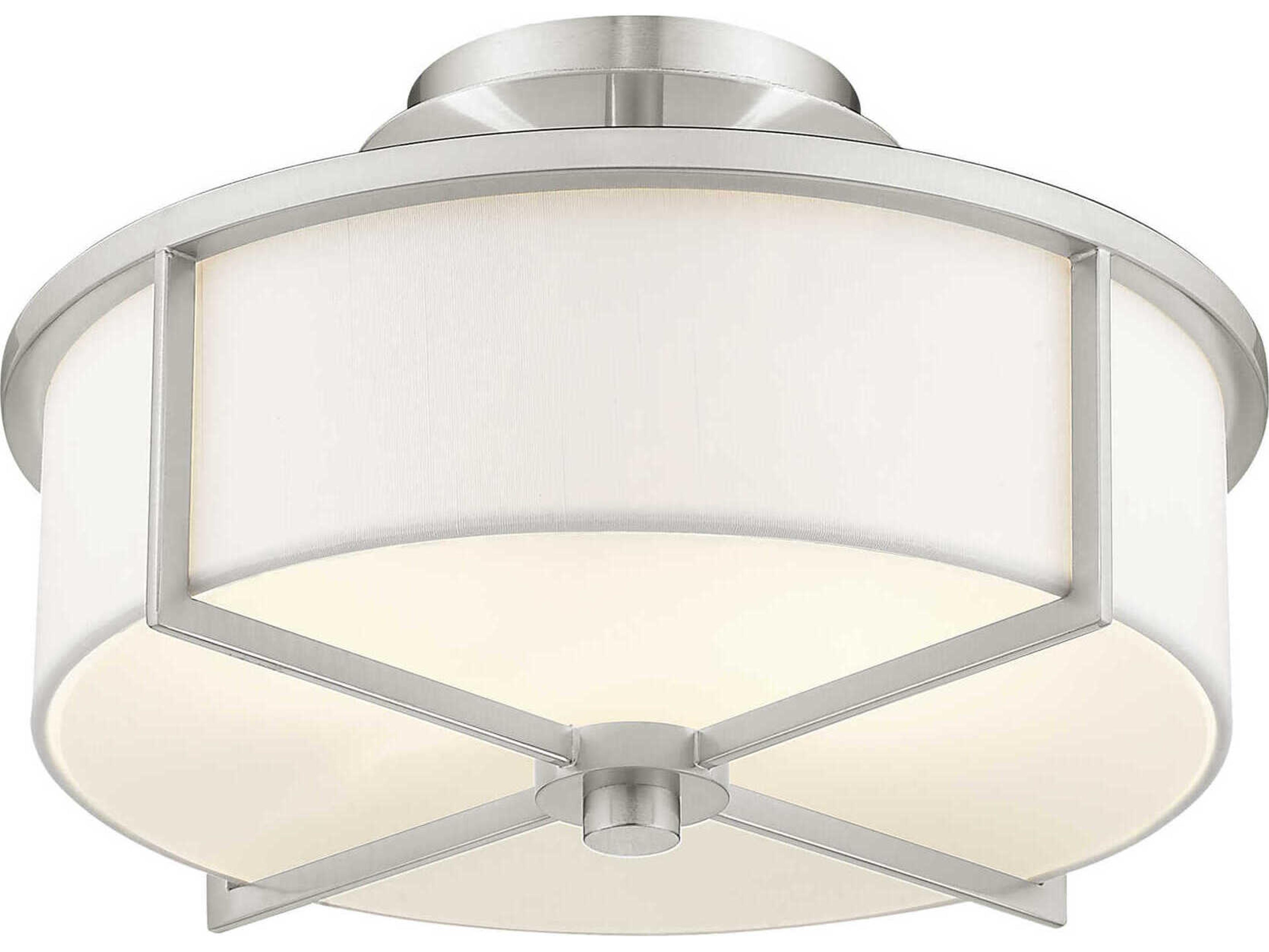 Livex Lighting Wesley 2-Light Brushed Nickel Drum Semi Flush Mount