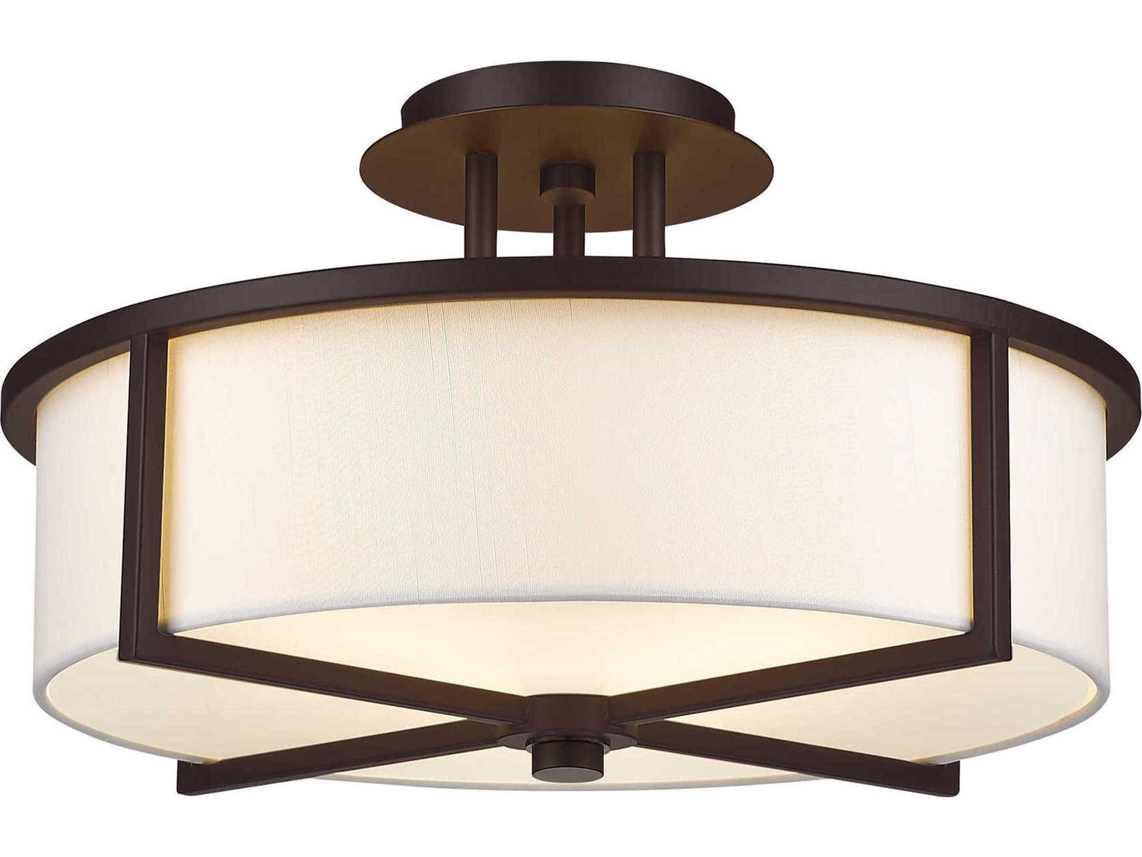 Livex Lighting Wesley 3-Light Bronze Drum Flush Mount