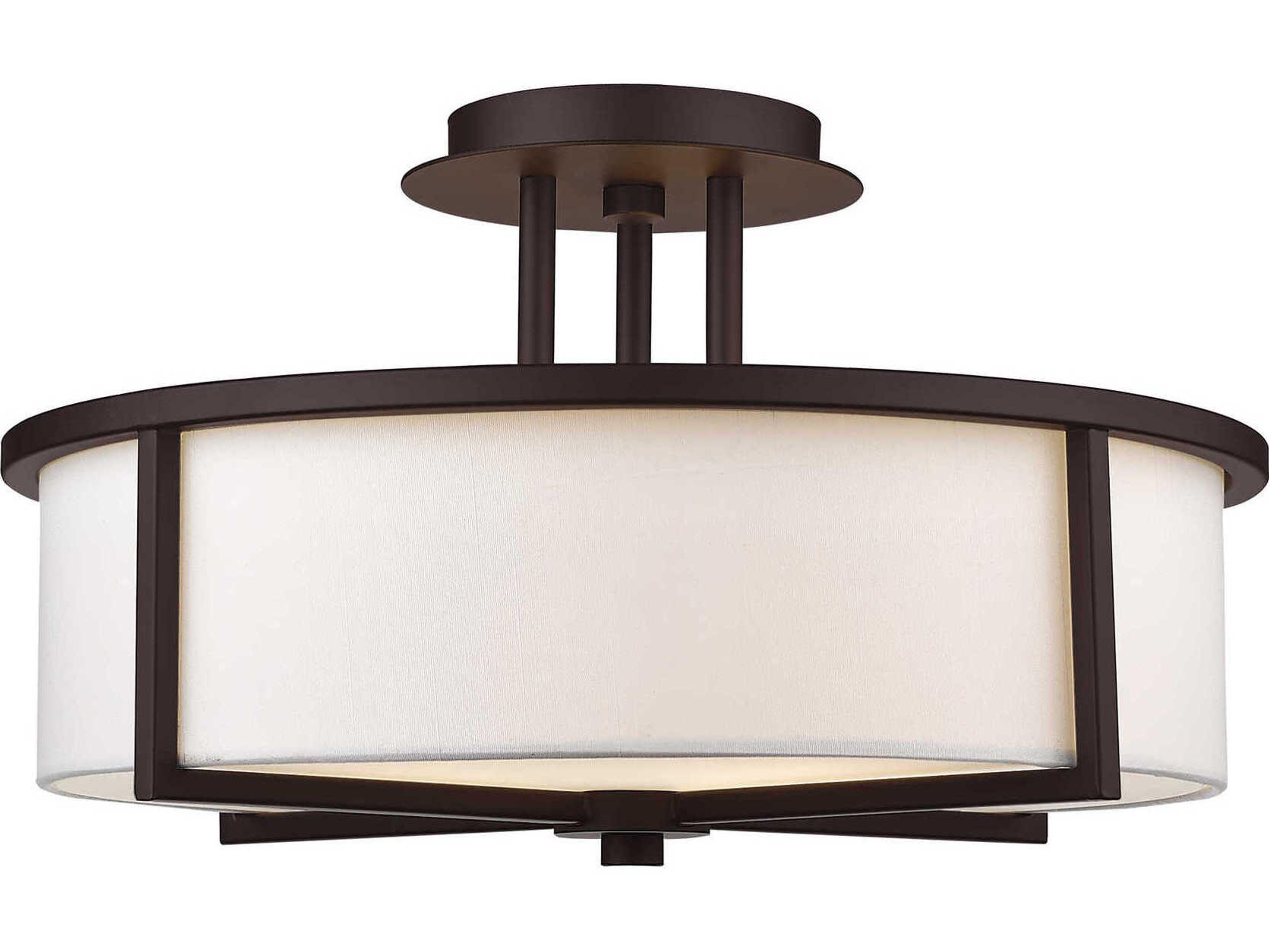 Livex Lighting Wesley 3-Light Bronze Drum Flush Mount