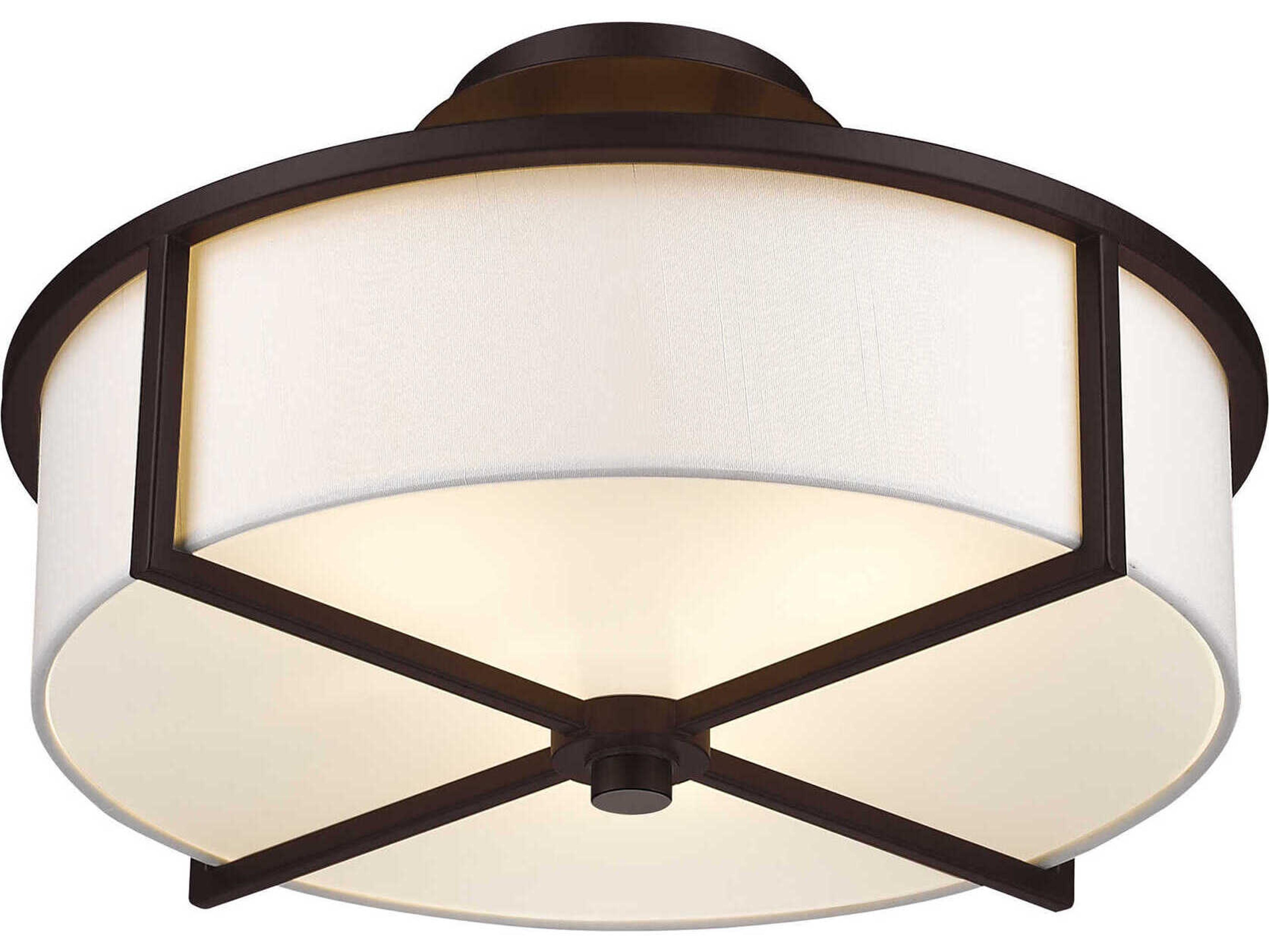 Livex Lighting Wesley 3-Light Bronze Drum Flush Mount