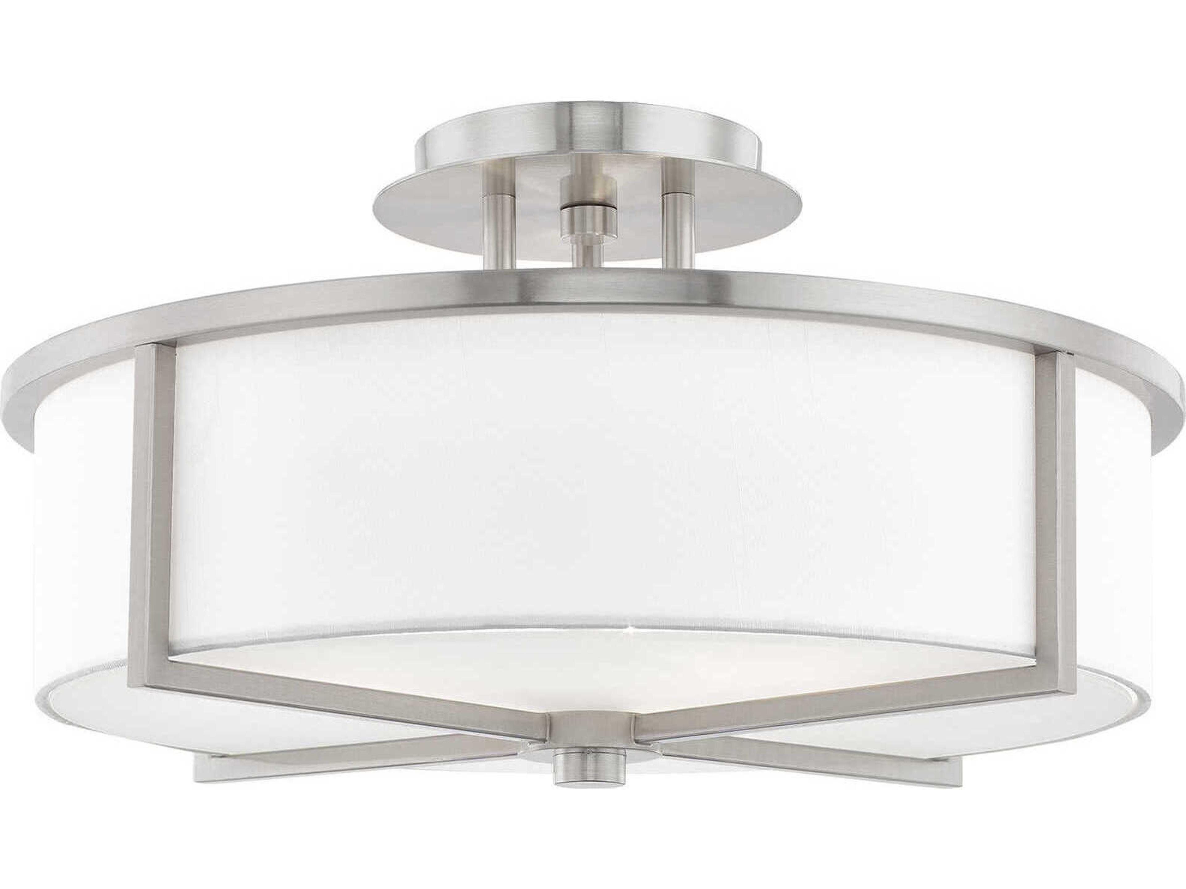 Livex Lighting Wesley 3-Light Brushed Nickel Drum Flush Mount