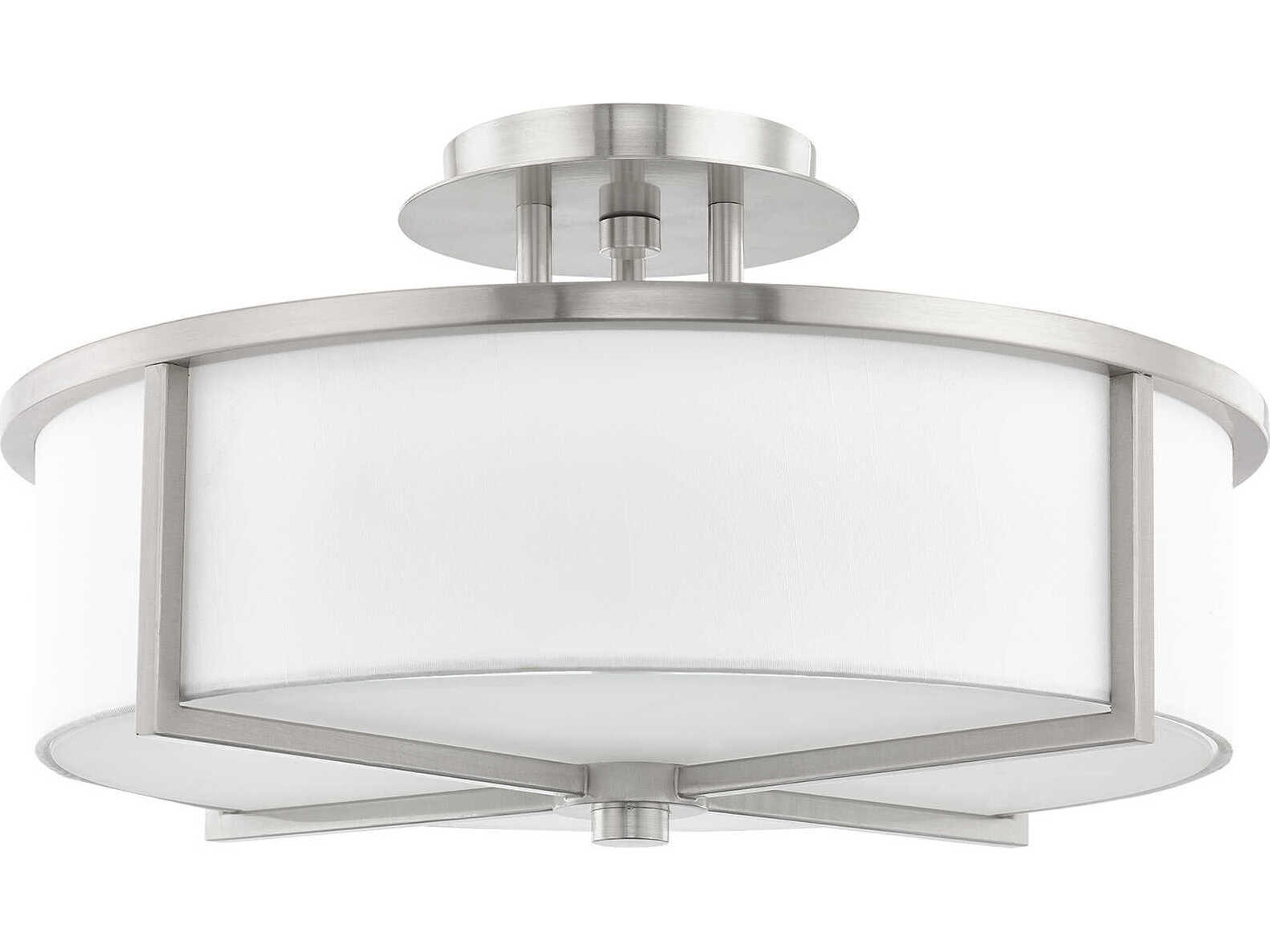 Livex Lighting Wesley 3-Light Brushed Nickel Drum Flush Mount