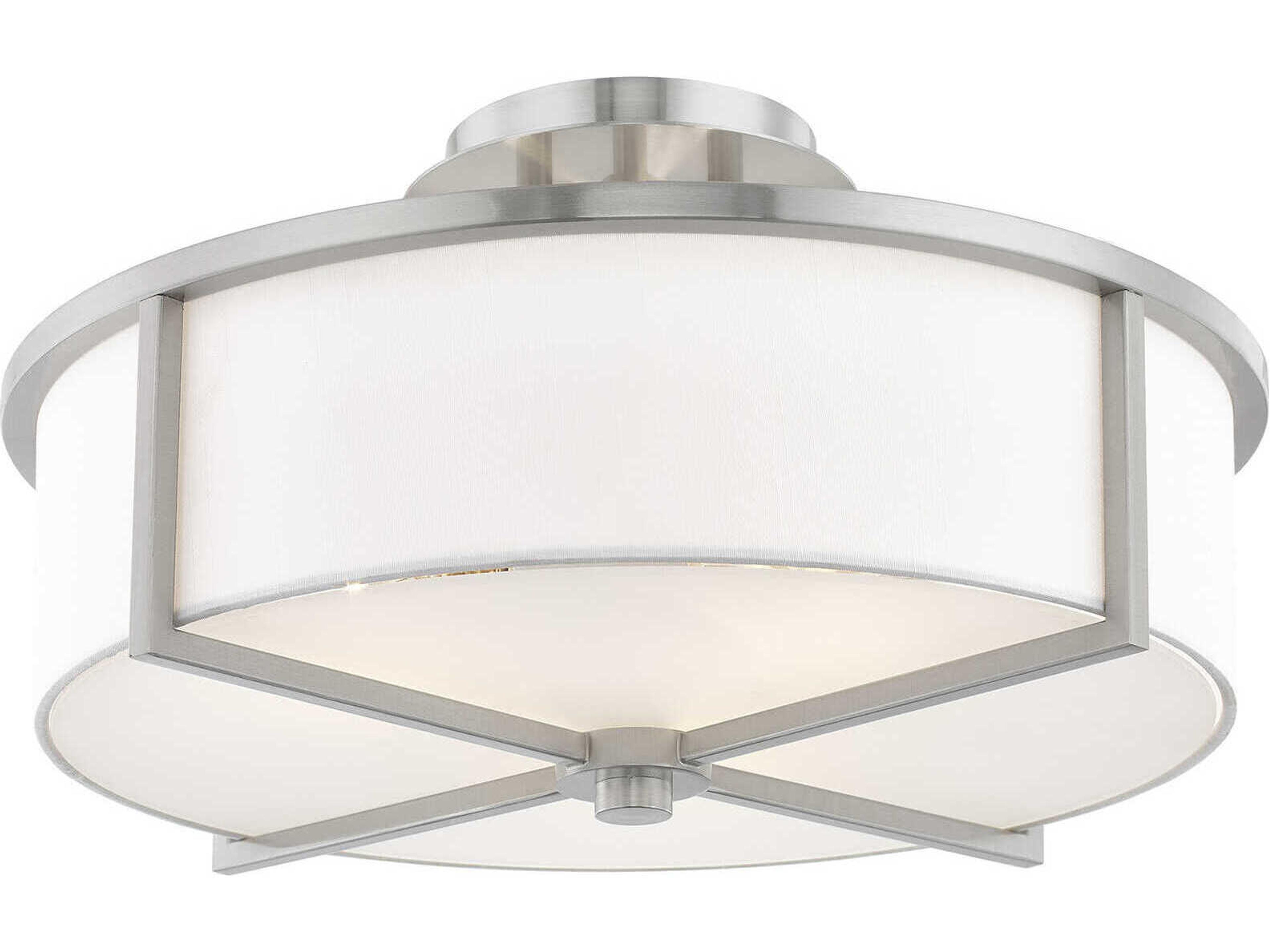 Livex Lighting Wesley 3-Light Brushed Nickel Drum Flush Mount