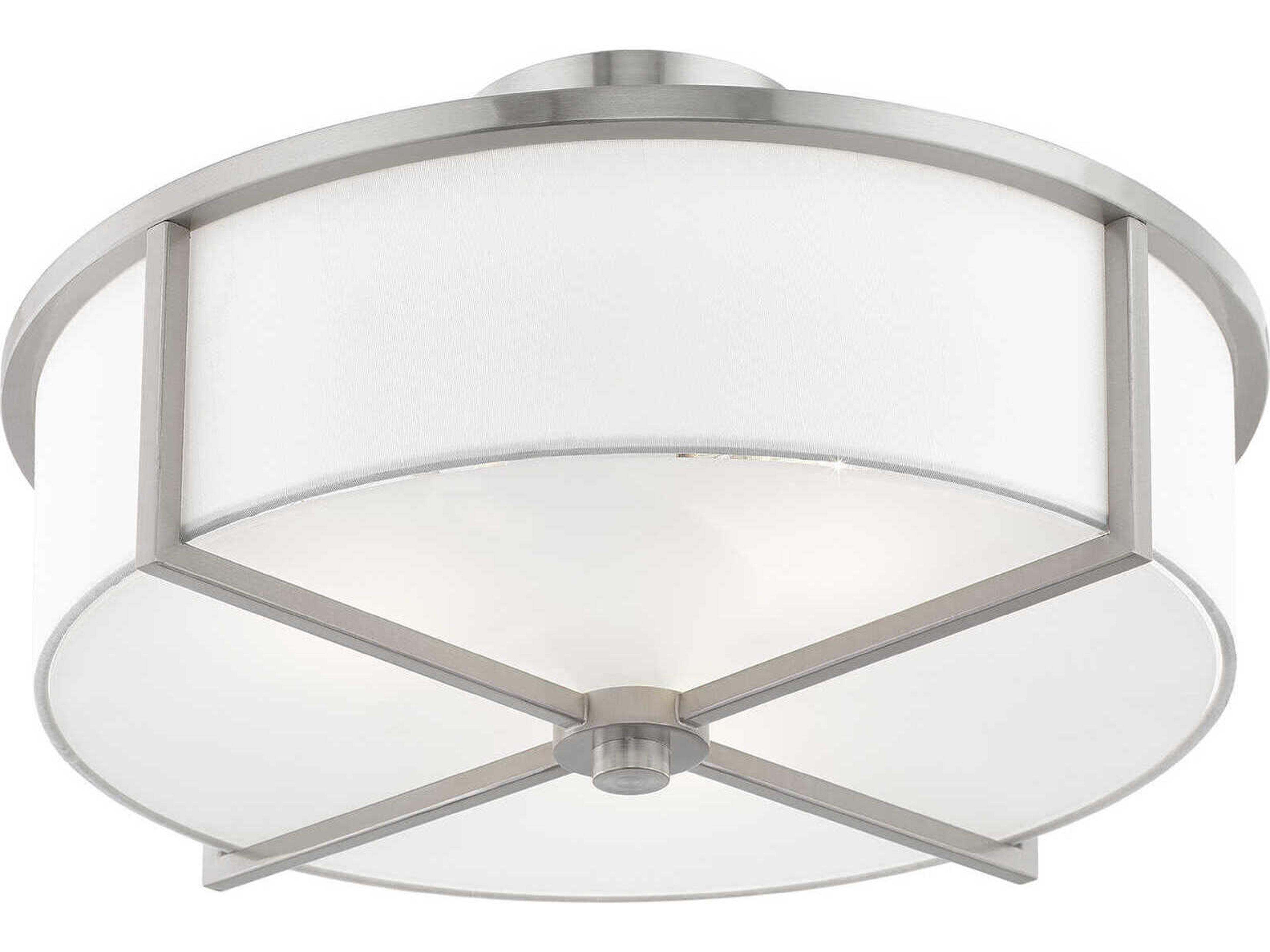 Livex Lighting Wesley 3-Light Brushed Nickel Drum Flush Mount