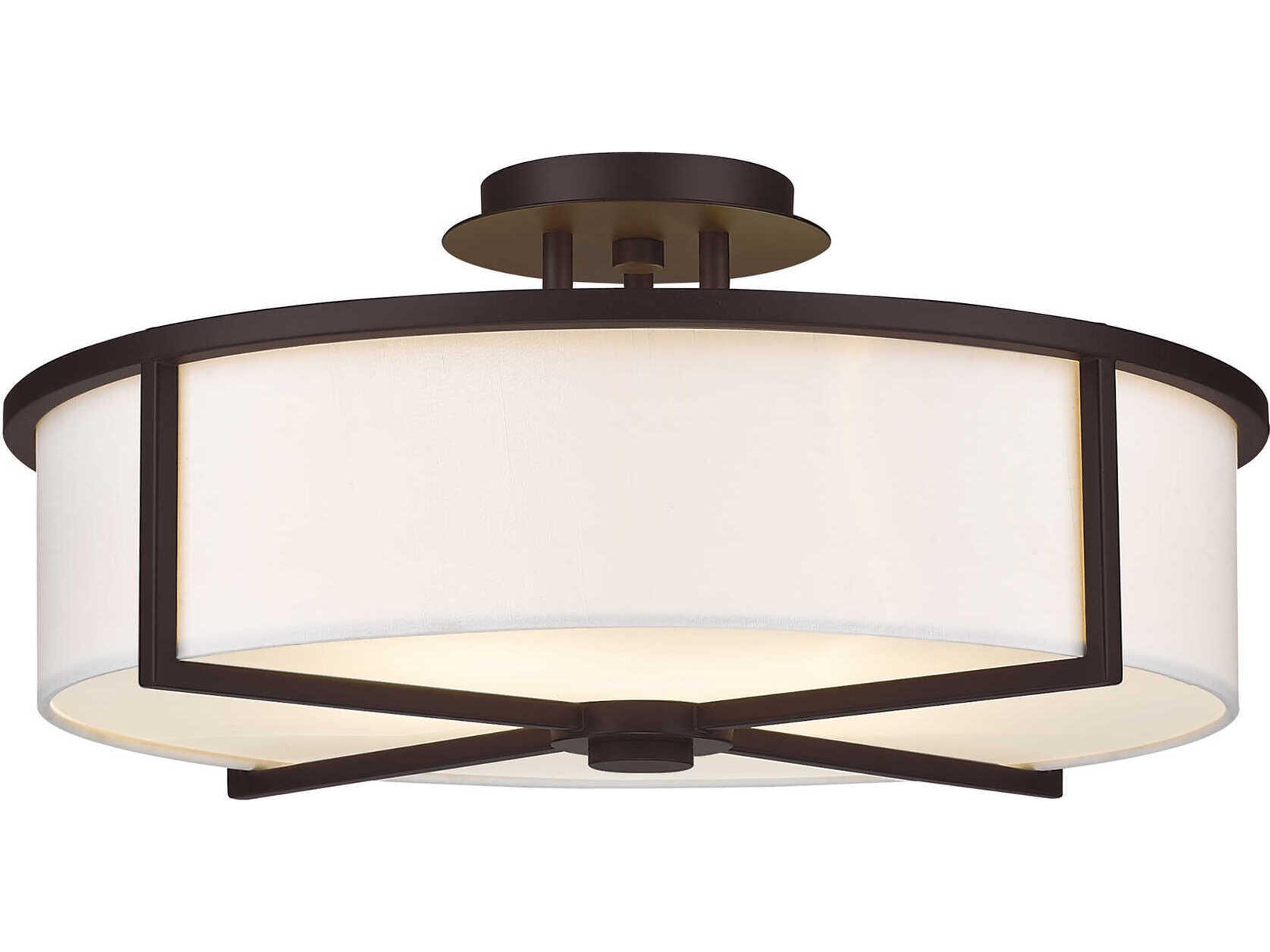 Livex Lighting Wesley 4-Light Bronze Drum Semi Flush Mount
