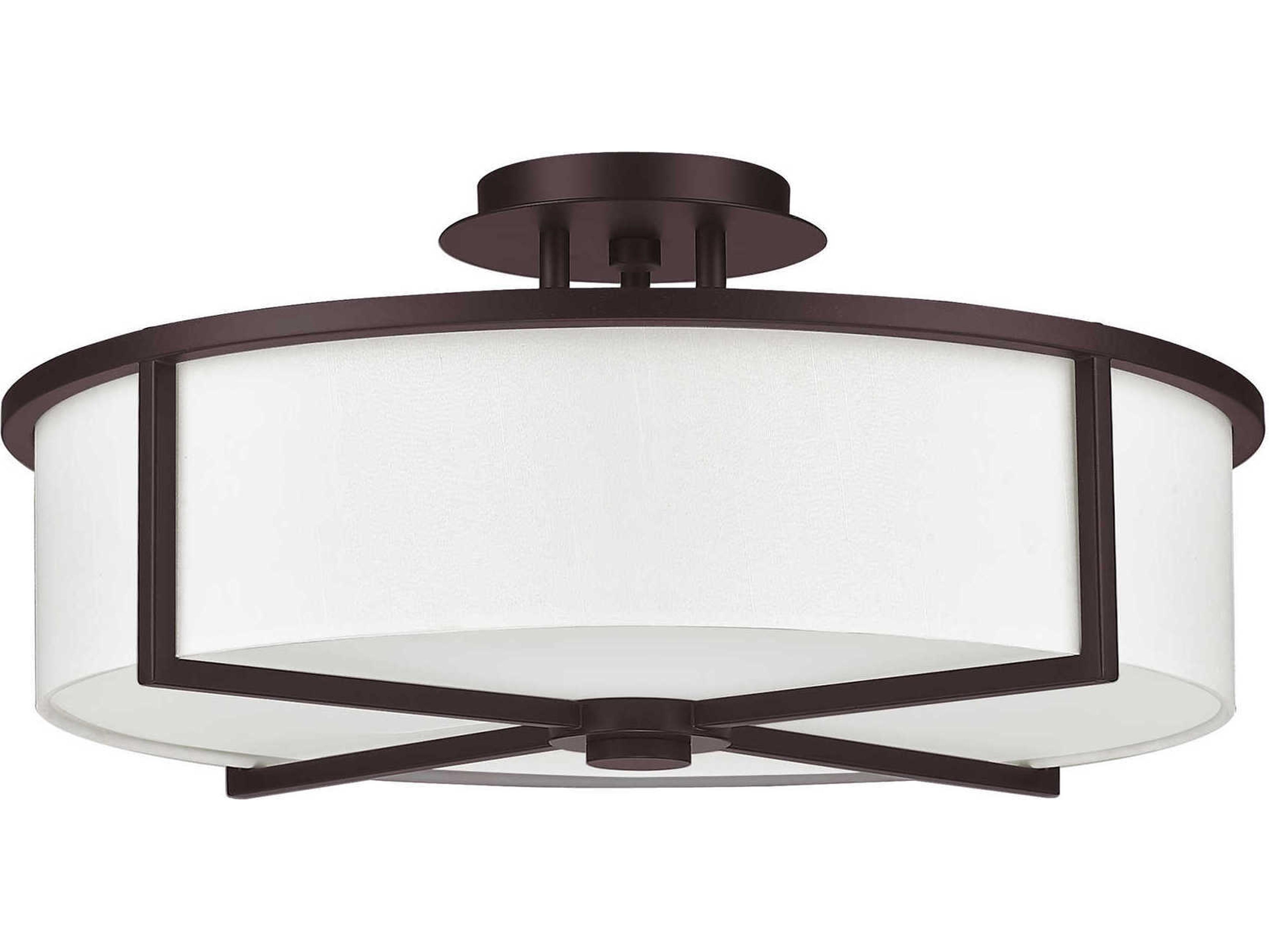 Livex Lighting Wesley 4-Light Bronze Drum Semi Flush Mount