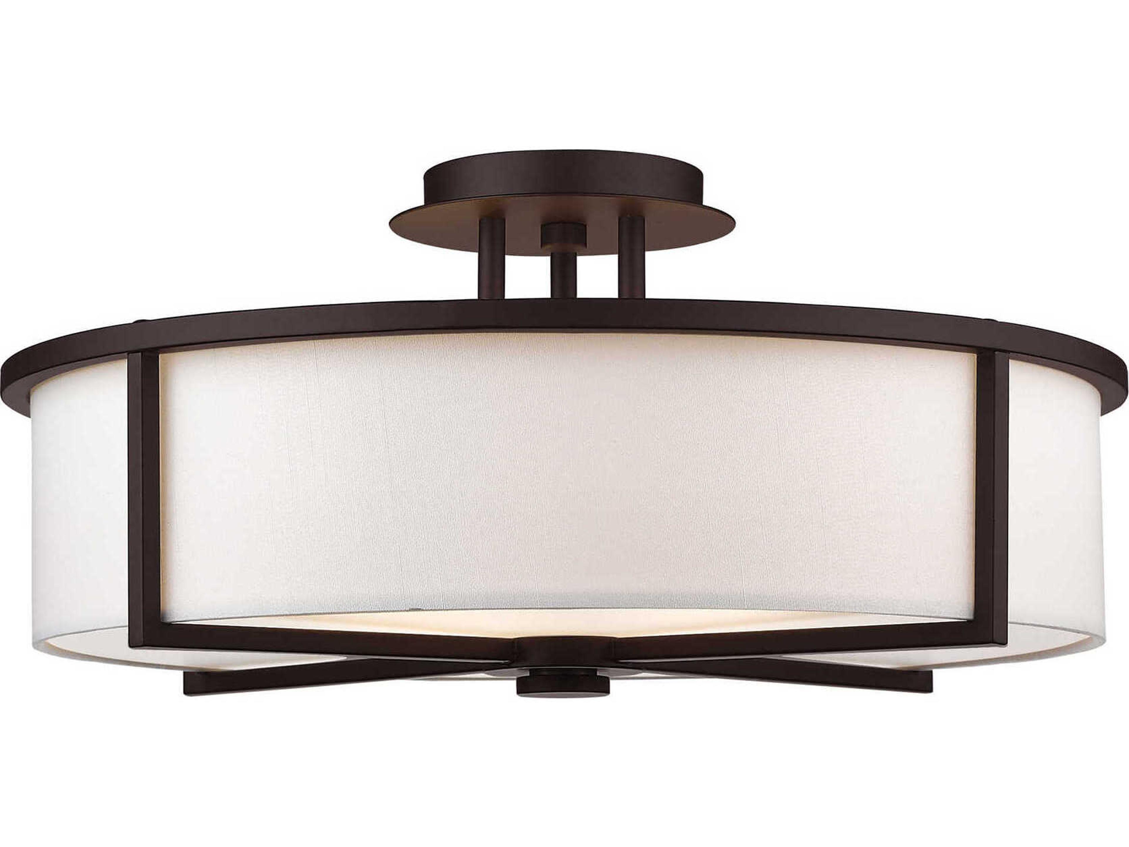 Livex Lighting Wesley 4-Light Bronze Drum Semi Flush Mount