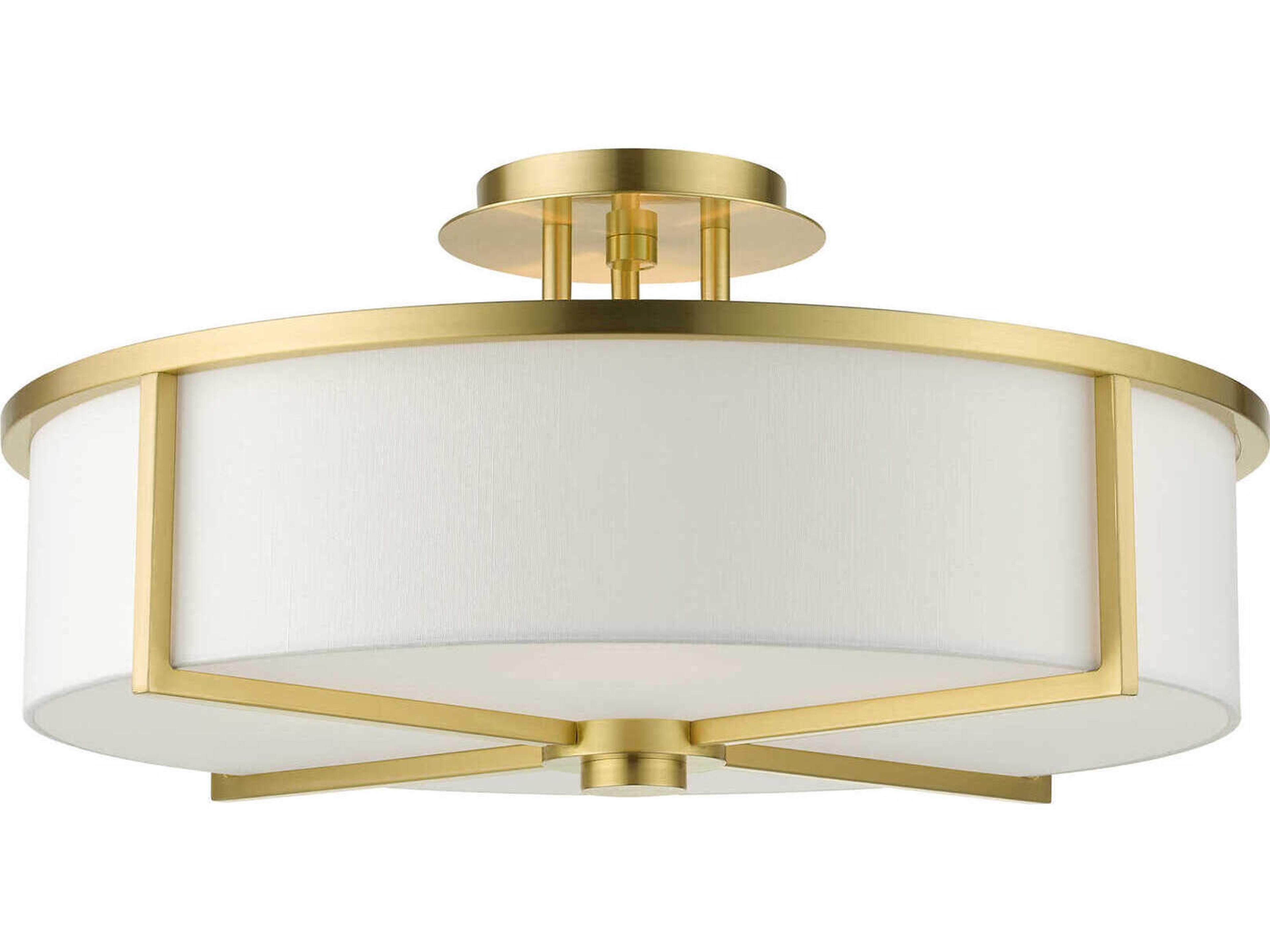 Wesley 4-Light Satin Brass Drum Semi Flush Mount
